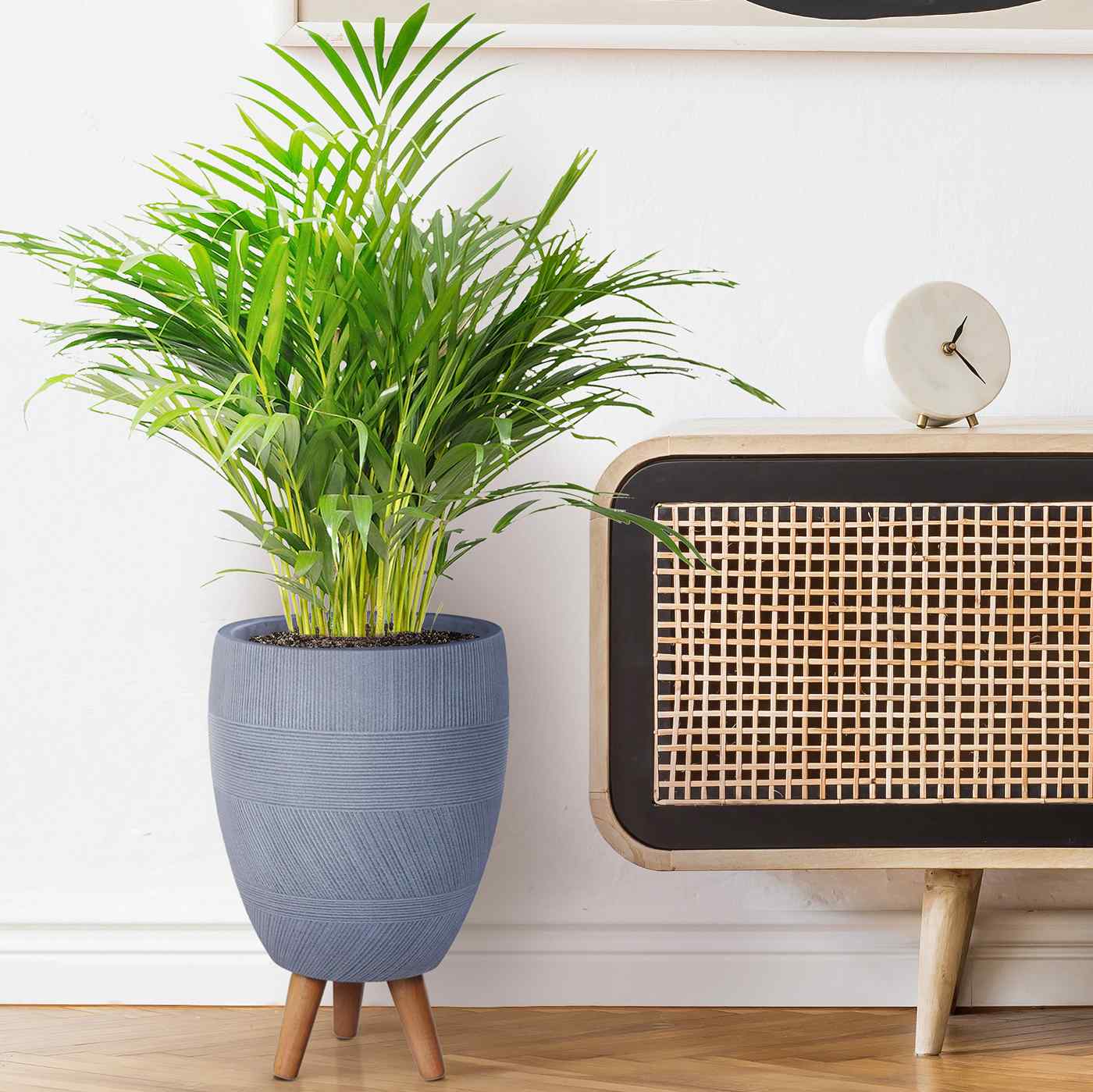 IDEALIST Lite Striped Egg Planter on Legs, Round Pot Plant Stand Indoor