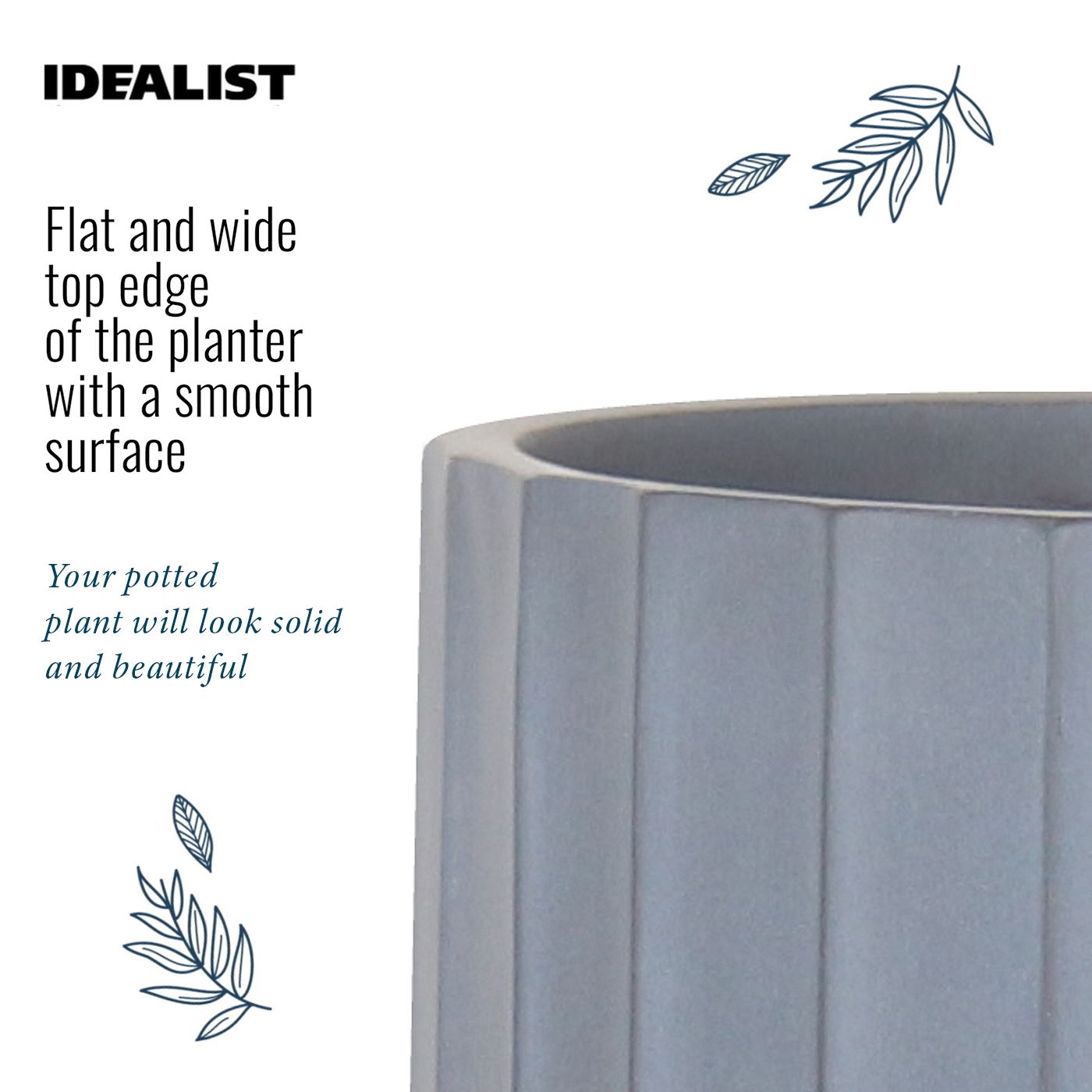 IDEALIST Lite Modern Ribbed Cylinder Round Outdoor Planter