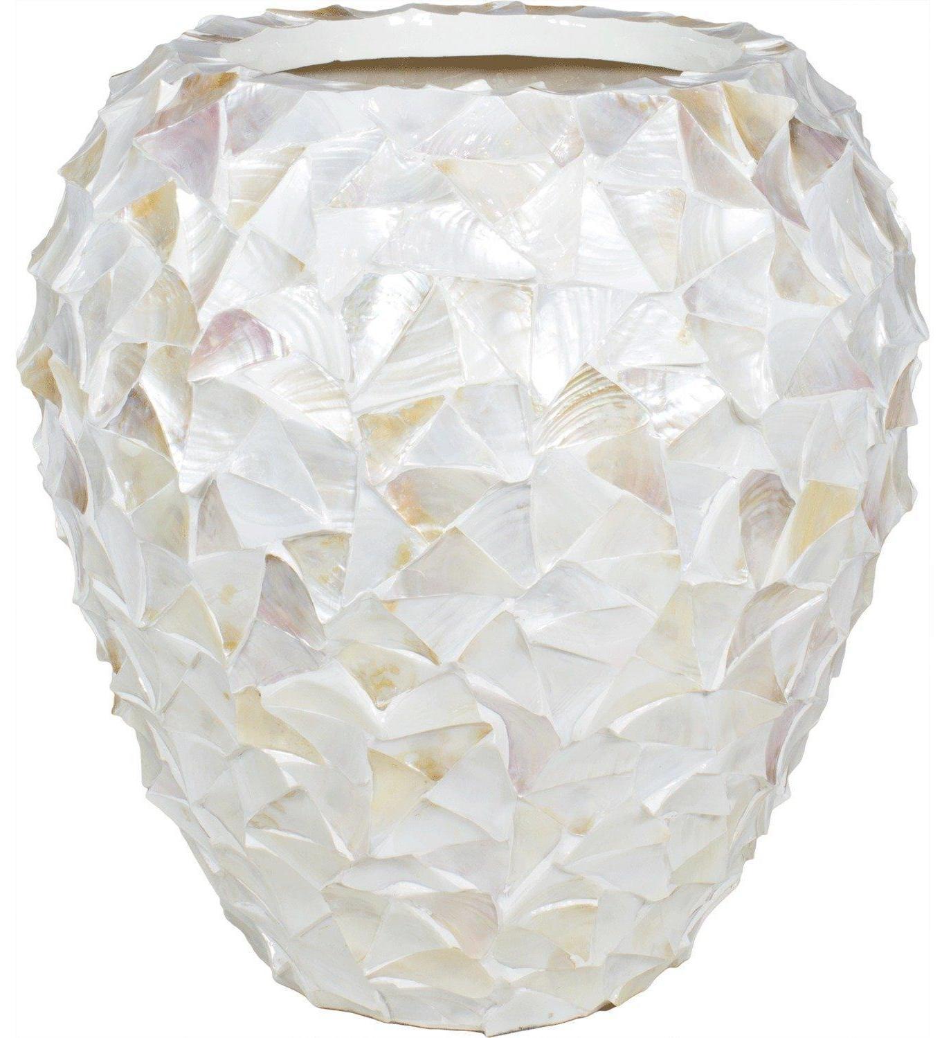 Shell 80 Round Tall Polystone Indoor Planter