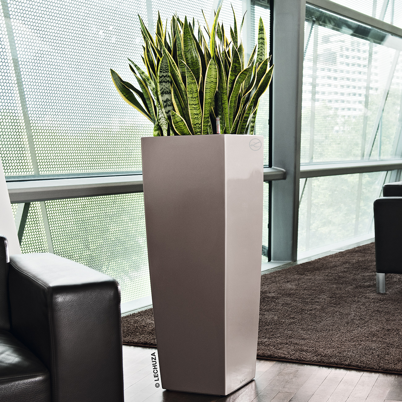 LECHUZA CUBICO ALTO Square Tall Poly Resin Self-watering Planter