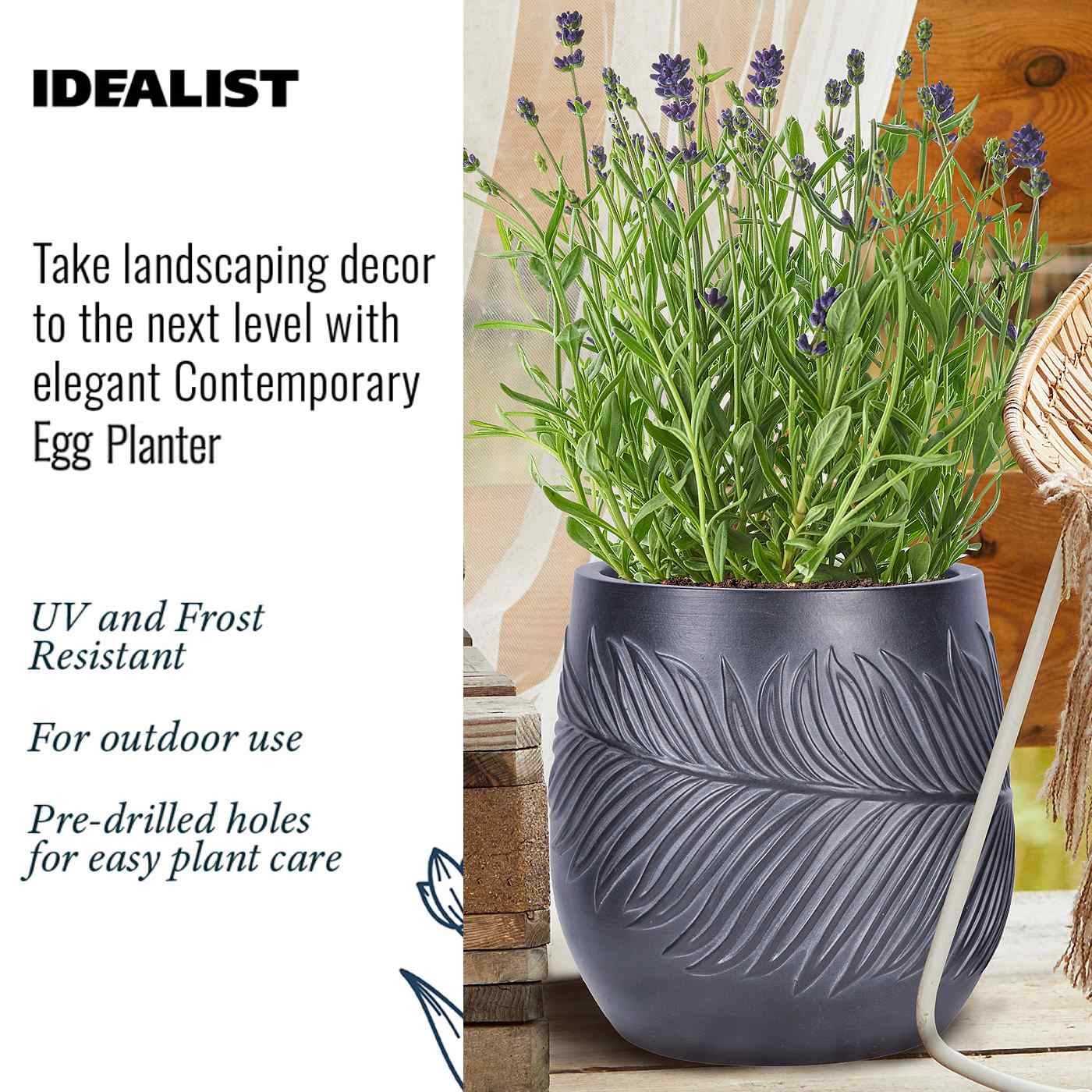 IDEALIST Lite Leaf Embossed Egg Planter