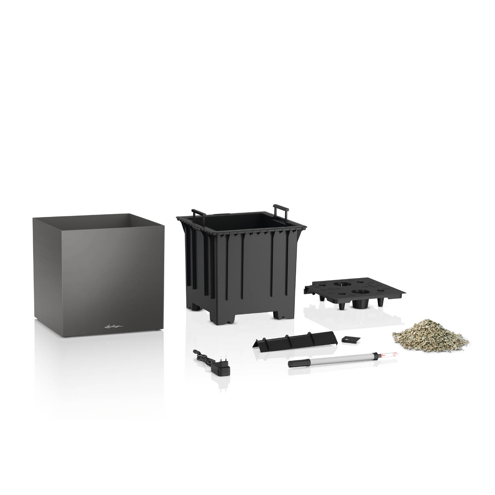 LECHUZA CANTO Premium Low LED Square Poly Resin Self-watering Planter