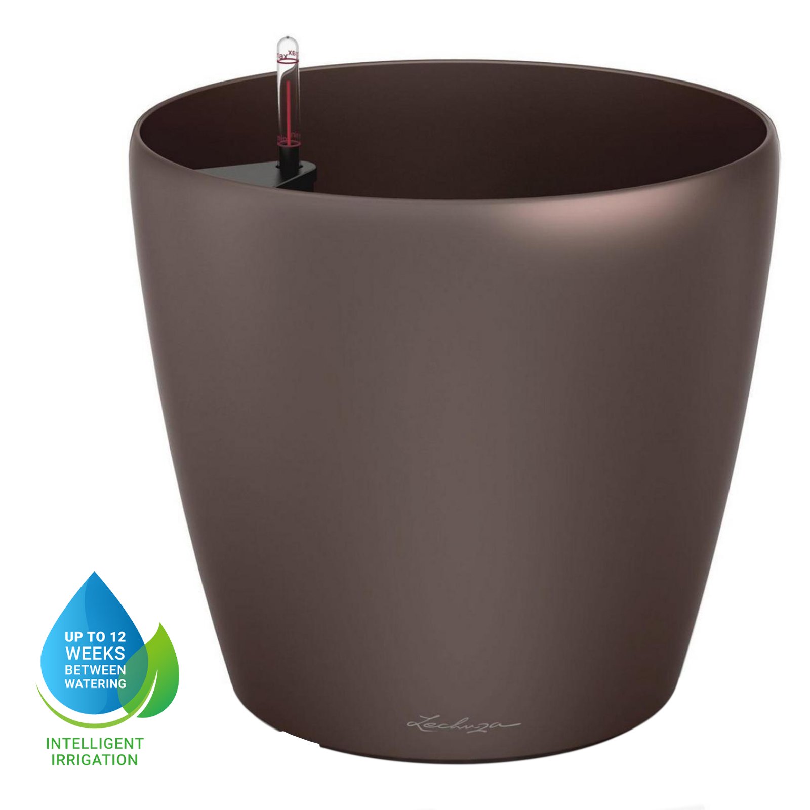 LECHUZA CLASSICO Round Poly Resin Self-watering Planter with Substrate