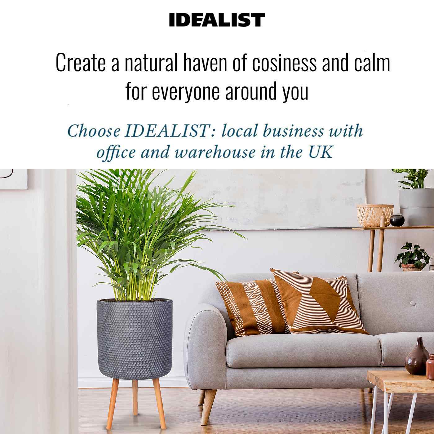 IDEALIST Lite Honeycomb Style Cylinder Planter on Legs, Round Pot Plant Stand Indoor