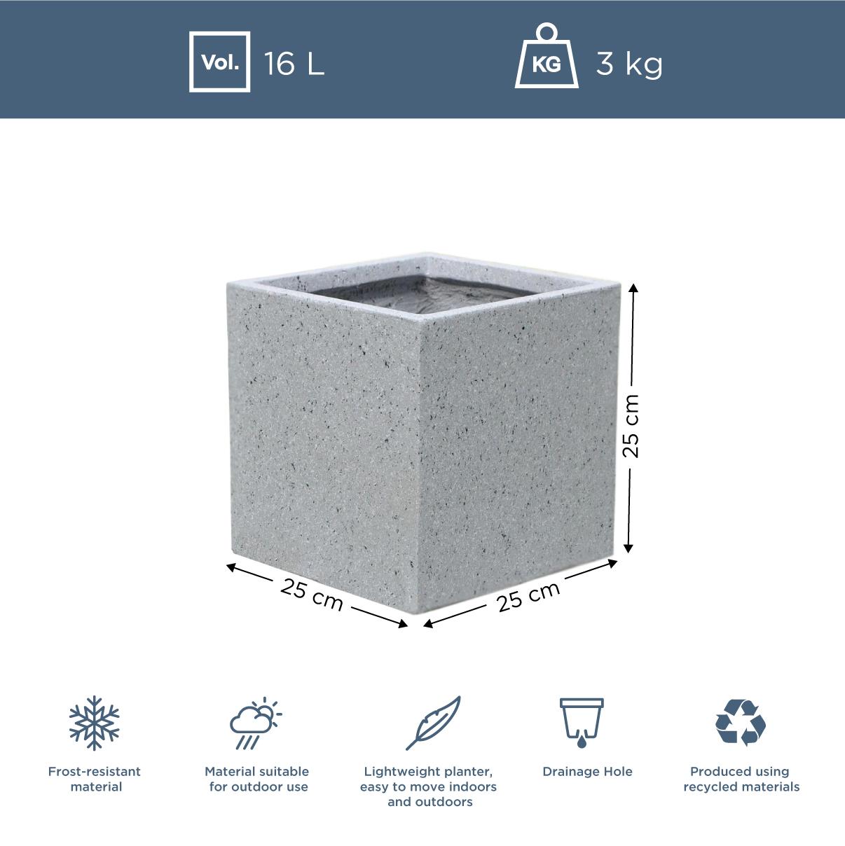 IDEALIST Lite Square Box Contemporary Marble Light Concrete Planter