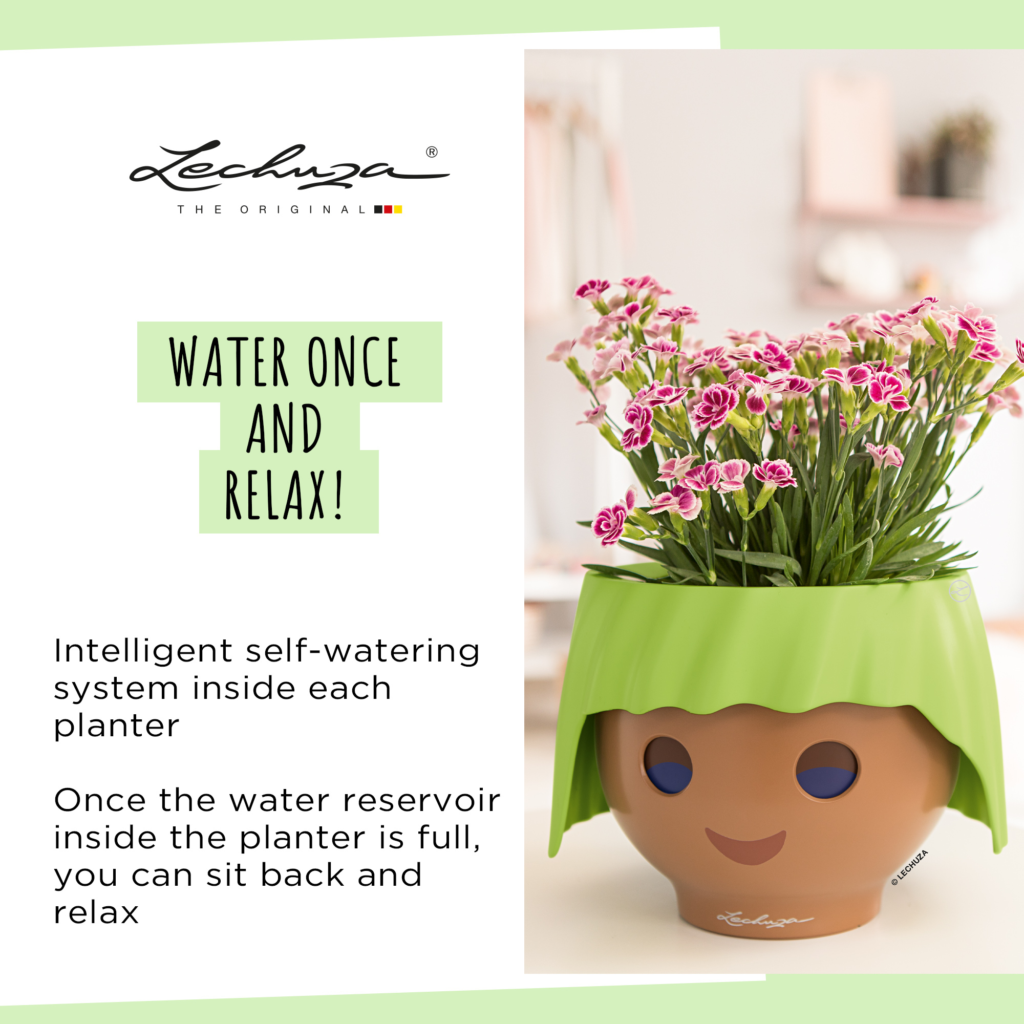 LECHUZA OJO Round Poly Resin Indoor Self-watering Planter