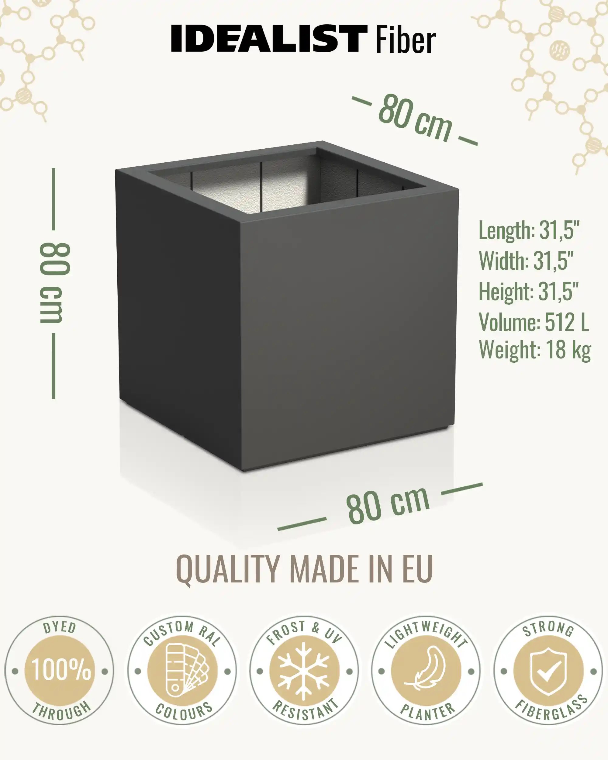 PURE Cube Outdoor Fiberglass Planter