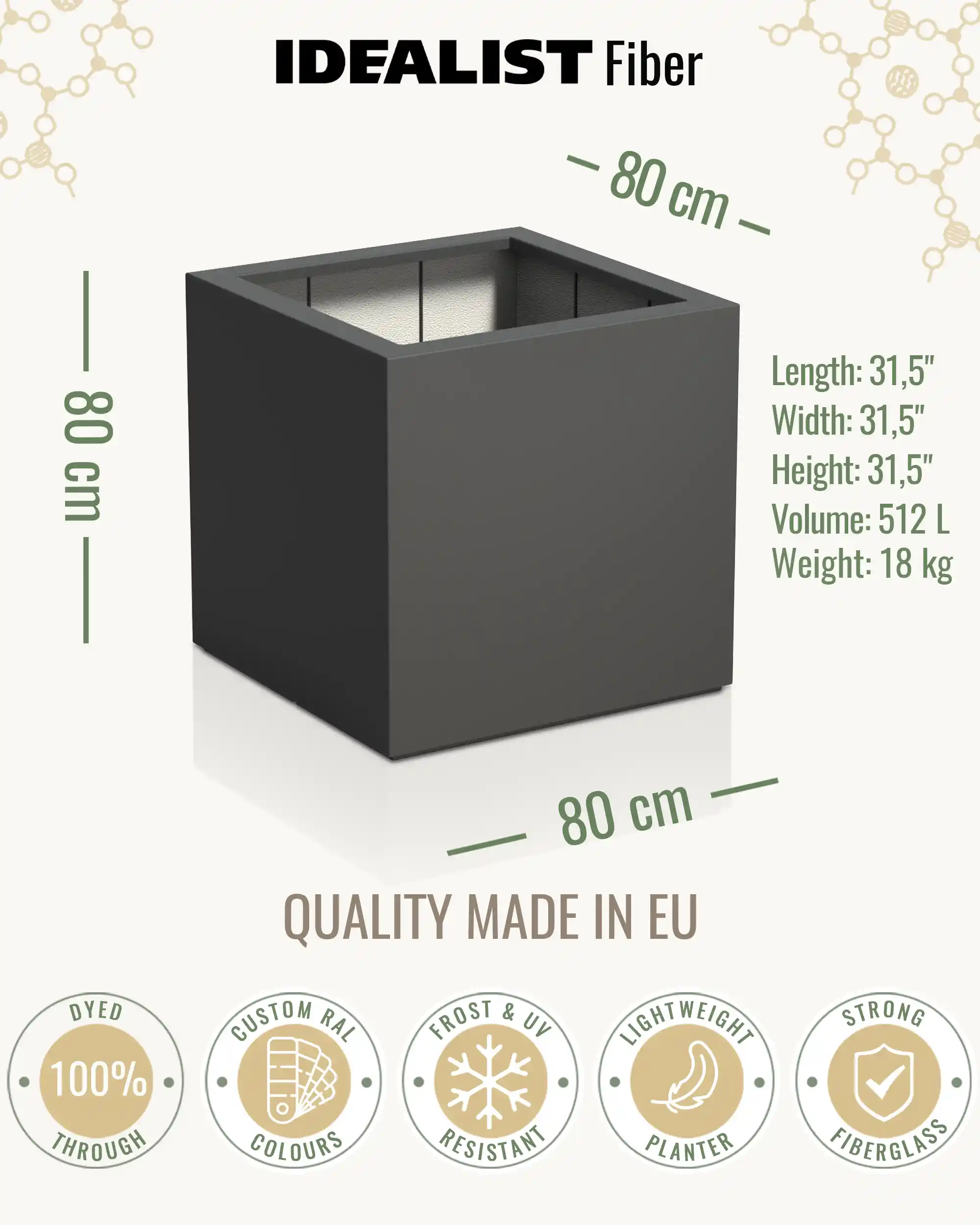 PURE Cube Outdoor Fiberglass Planter