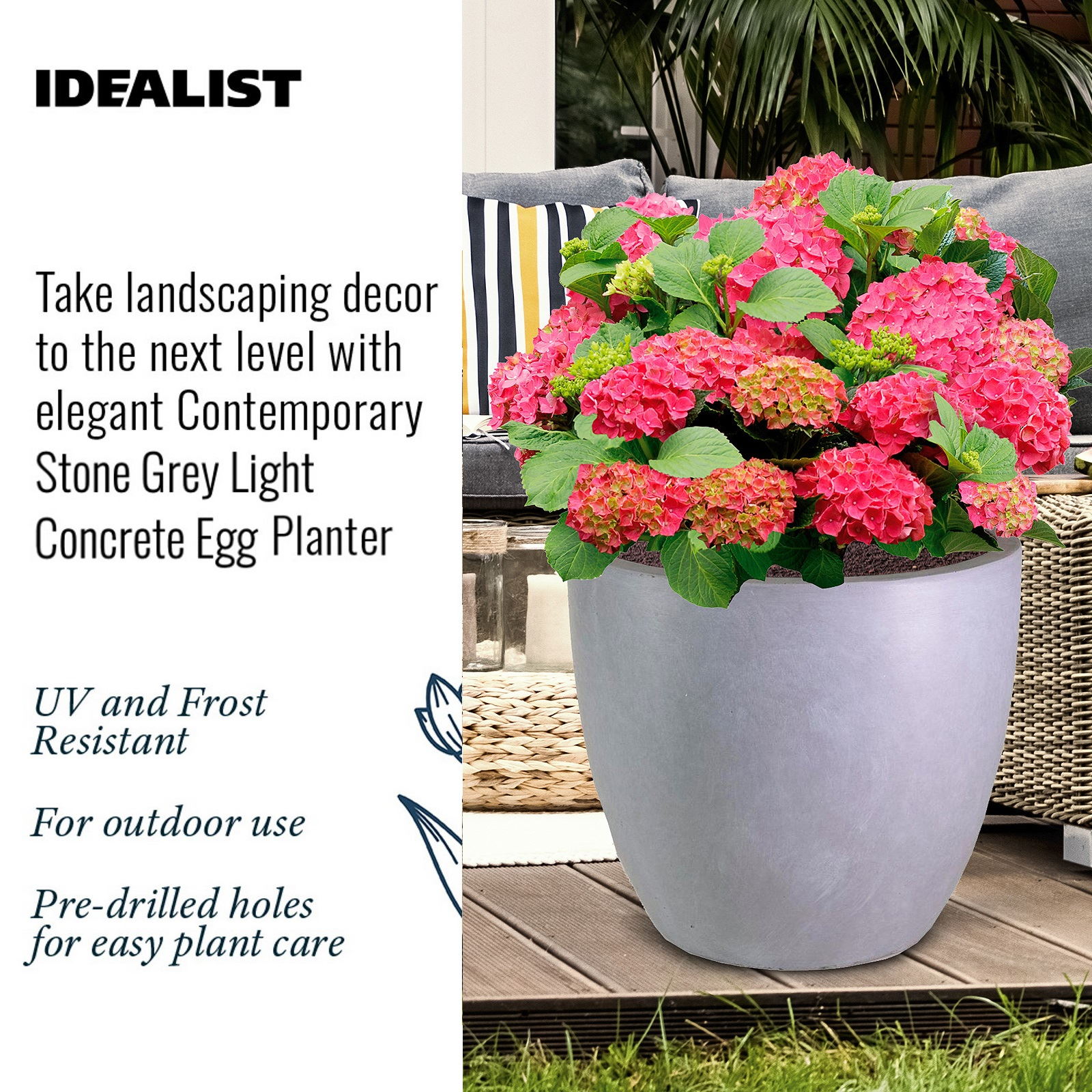 IDEALIST Lite Contemporary Light Concrete Egg Planter