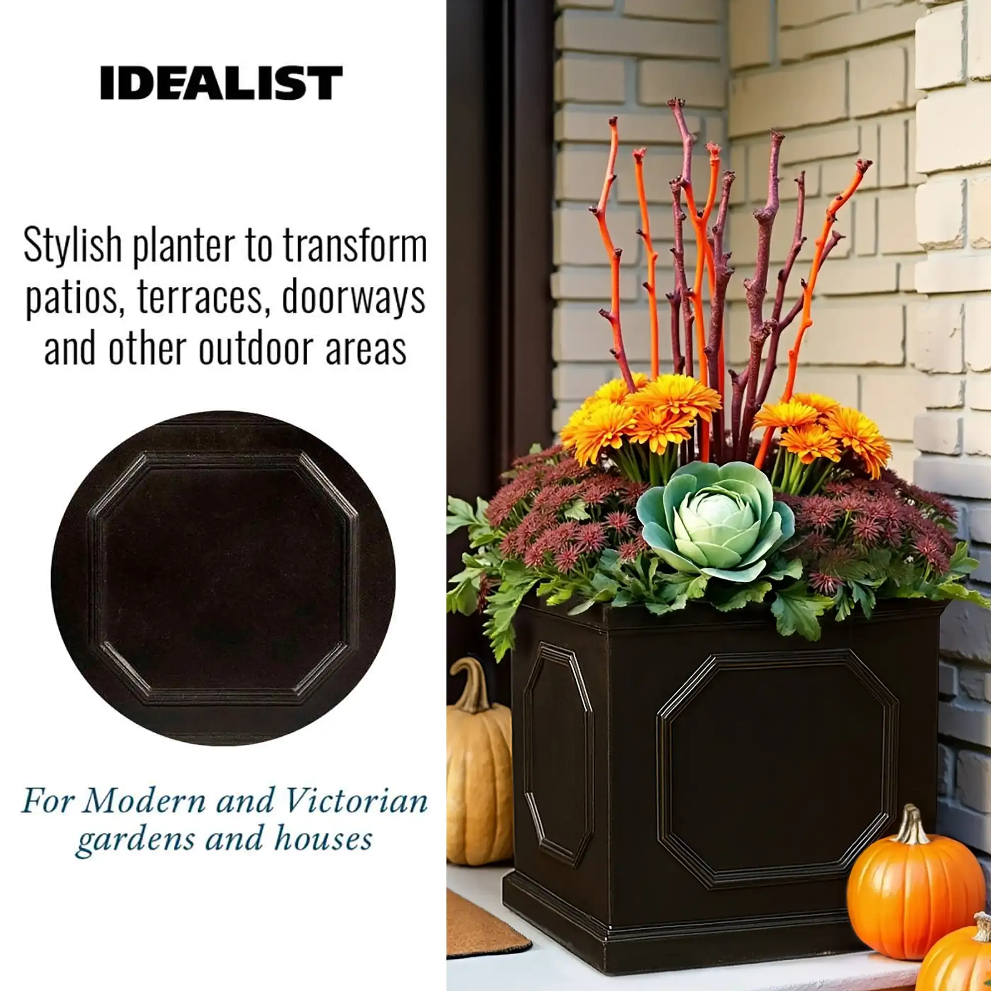 IDEALIST Lite Faux Lead Chelsea Box Square Light Concrete Planter