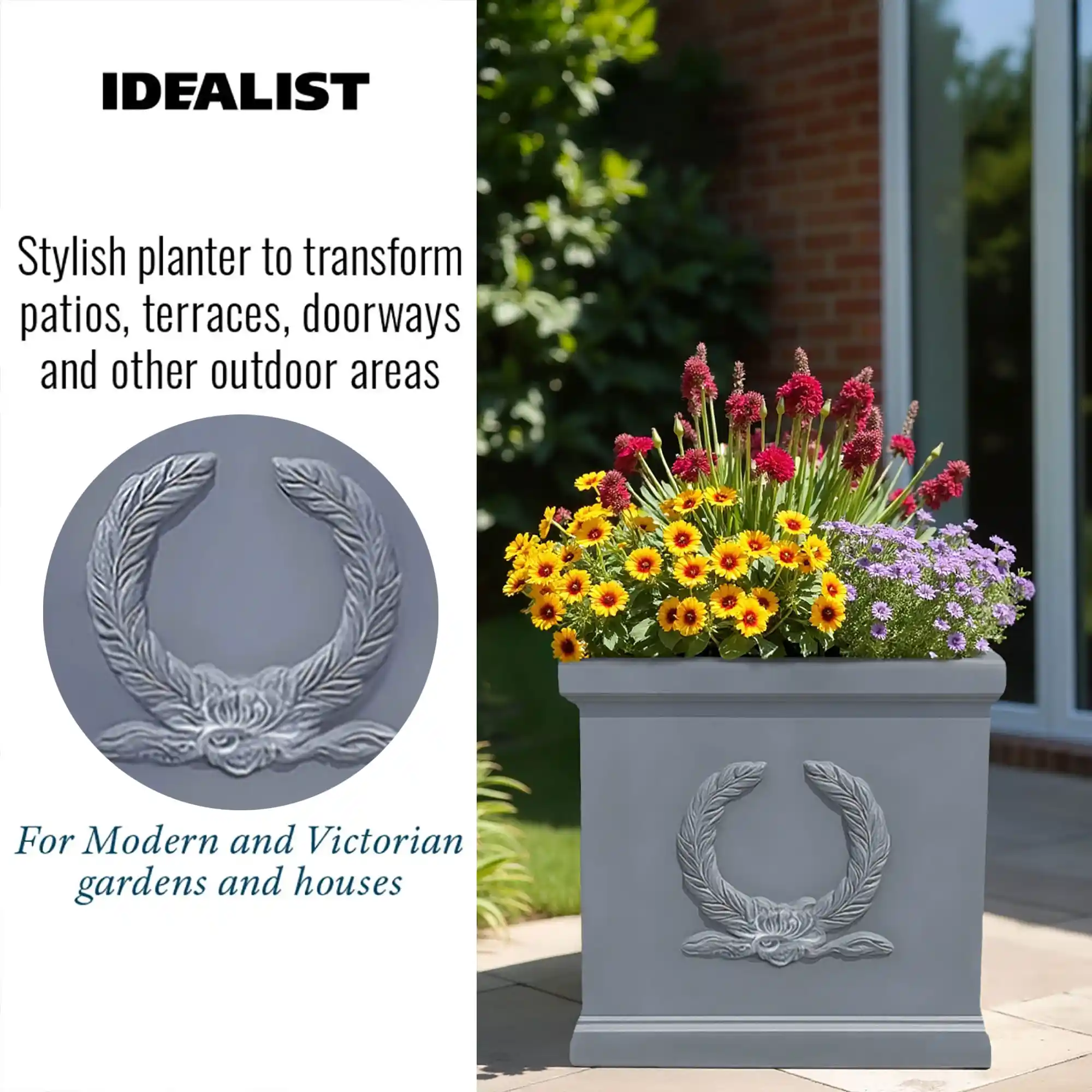 IDEALIST Kensington Light Stone Square Garden Planter