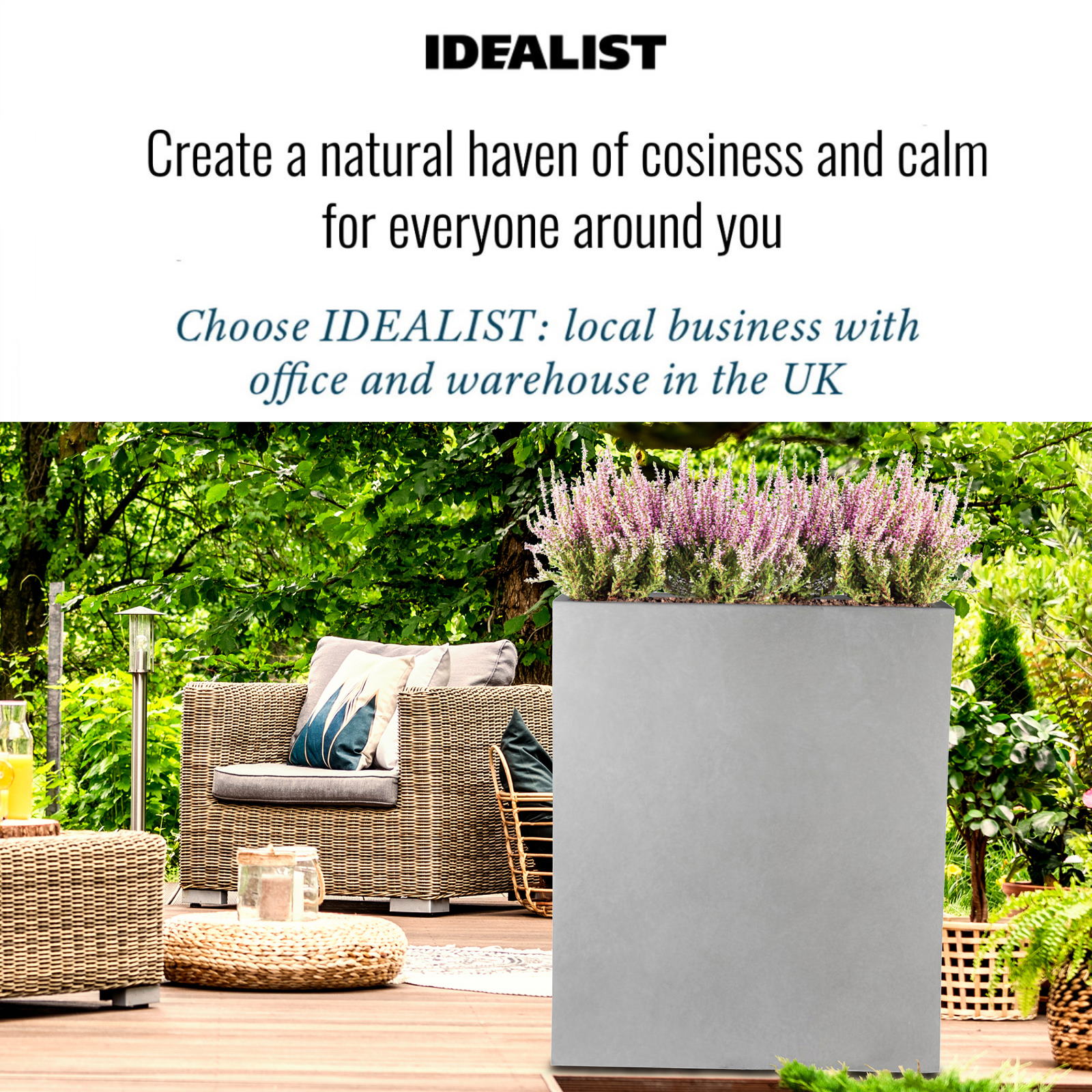 IDEALIST Lite Narrow Contemporary Light Concrete Trough Planter