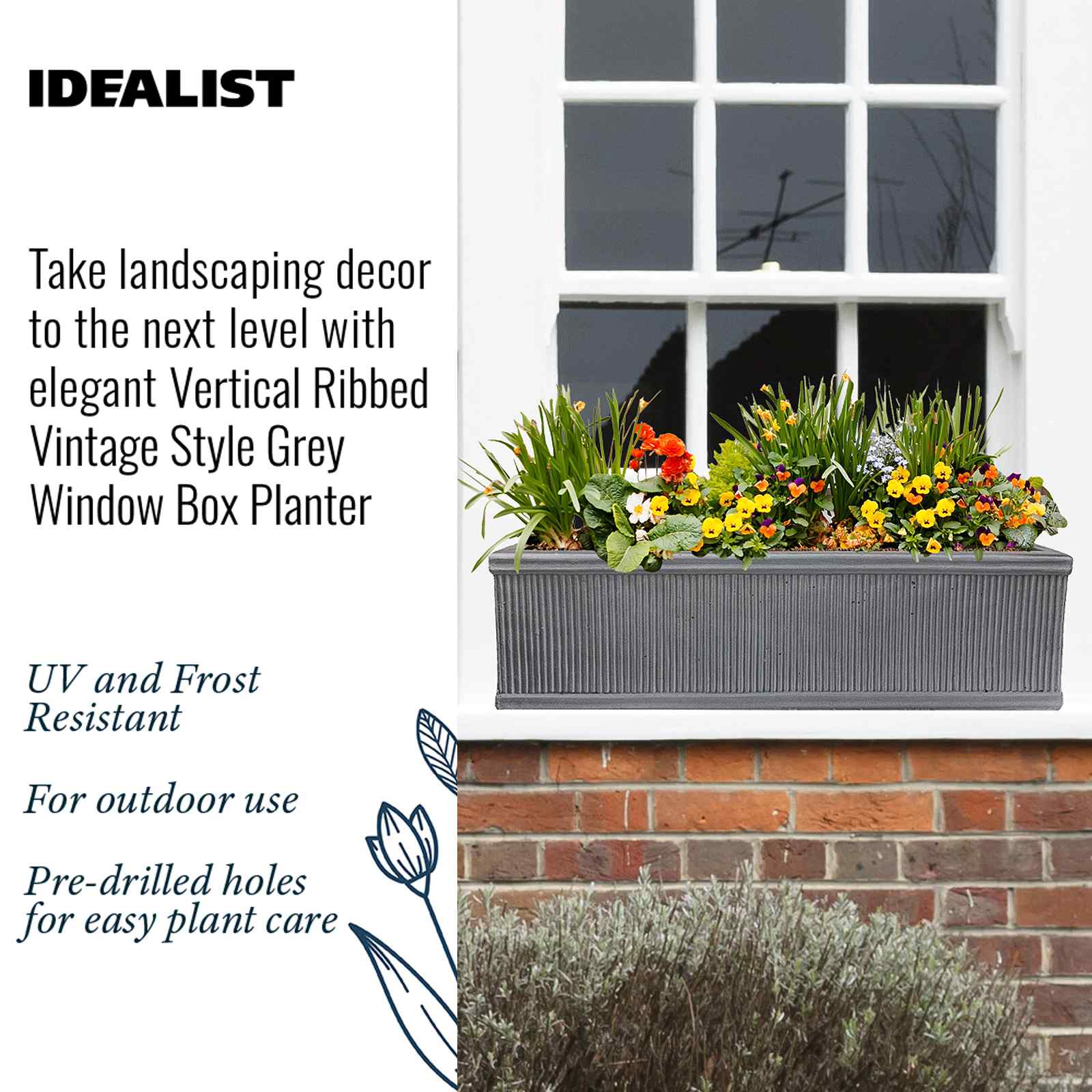 IDEALIST Lite Vertical Ribbed Vintage Style Window Box