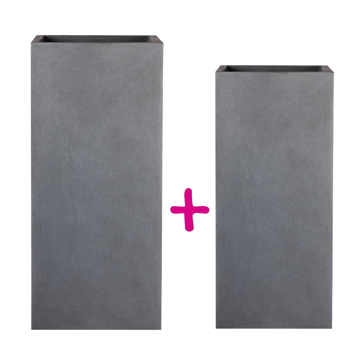 IDEALIST Lite Tall Square Contemporary Light Concrete Planter Set