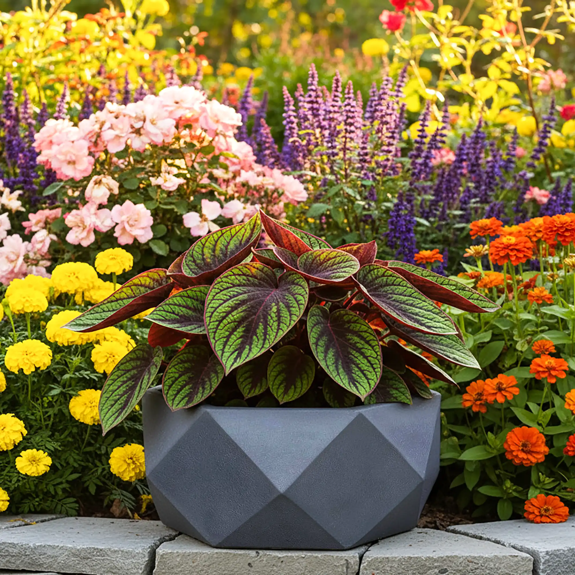 IDEALIST Lite Faceted Effect Bowl Planter Indoor Plant Pot