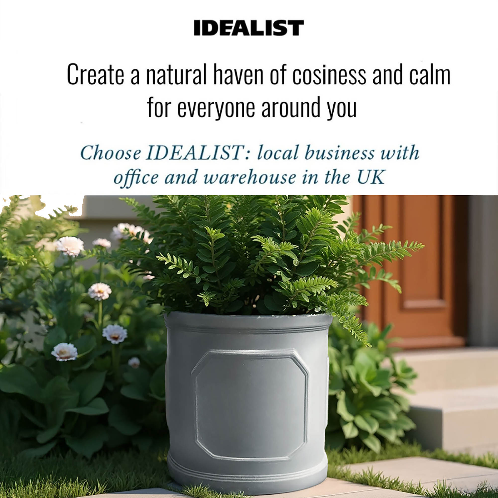 IDEALIST Chelsea Light Concrete Cylinder Garden Planter