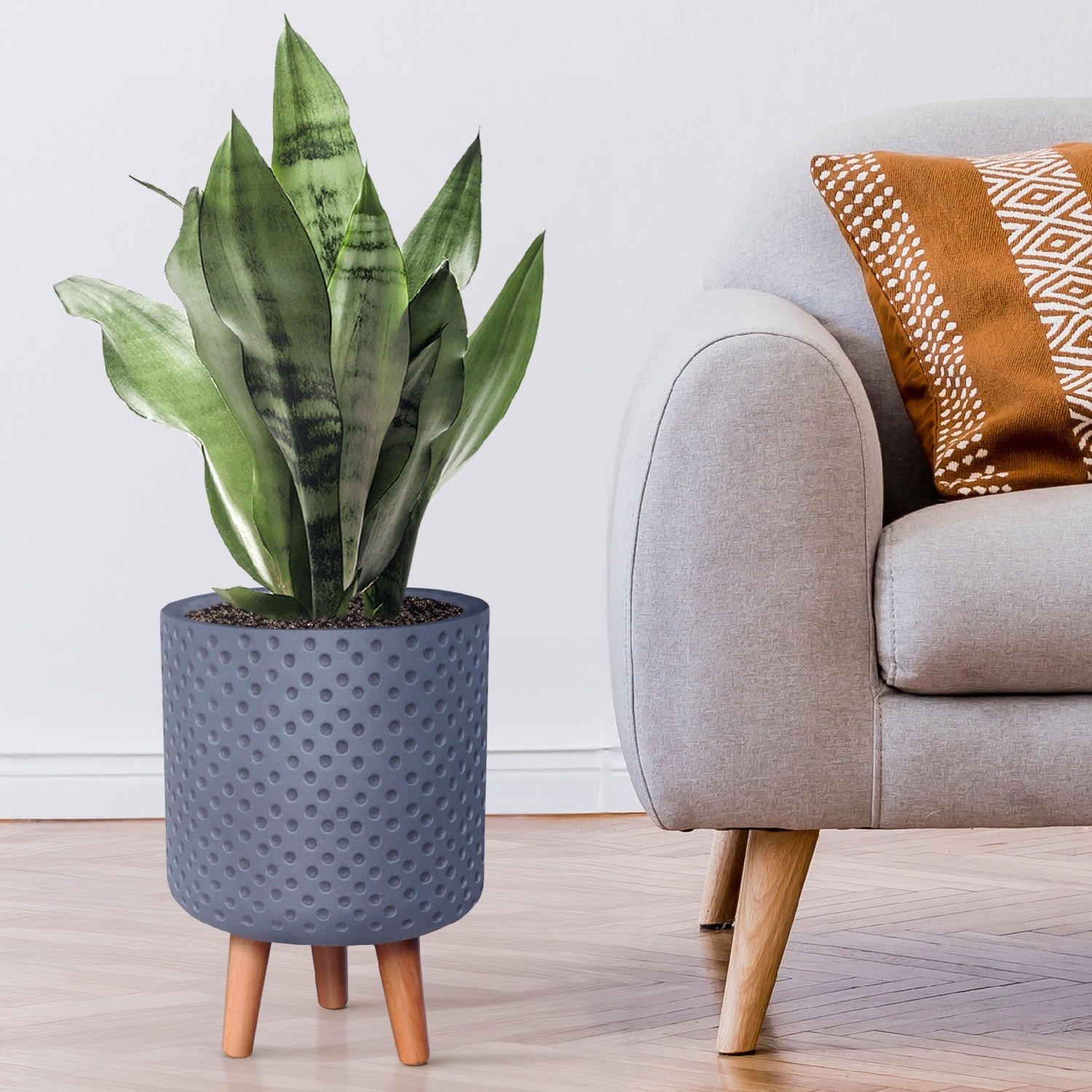 IDEALIST Lite Dotted Style Planter on Legs, Round Plant Pot Indoor