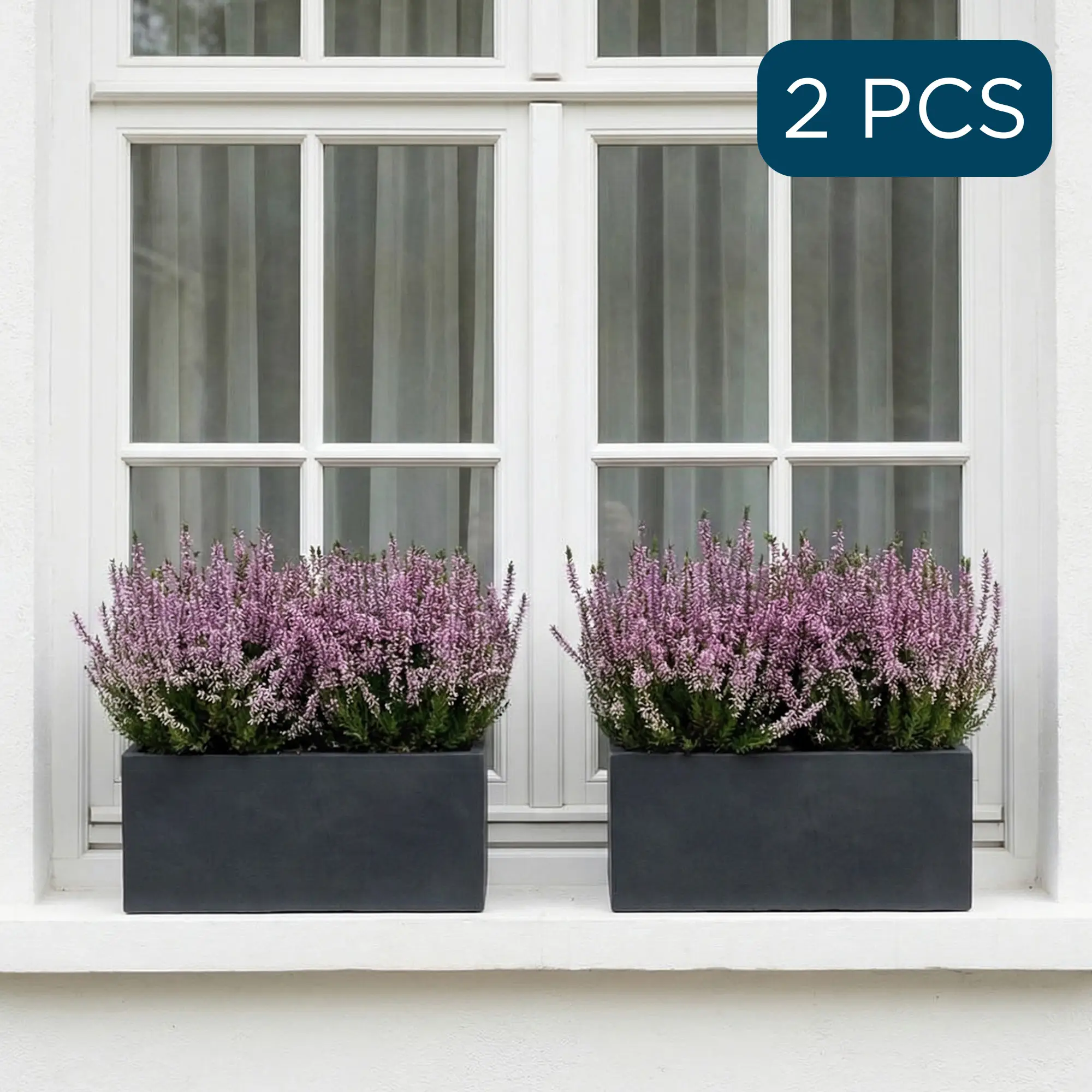 IDEALIST Lite Contemporary Light Concrete Trough Planter Set