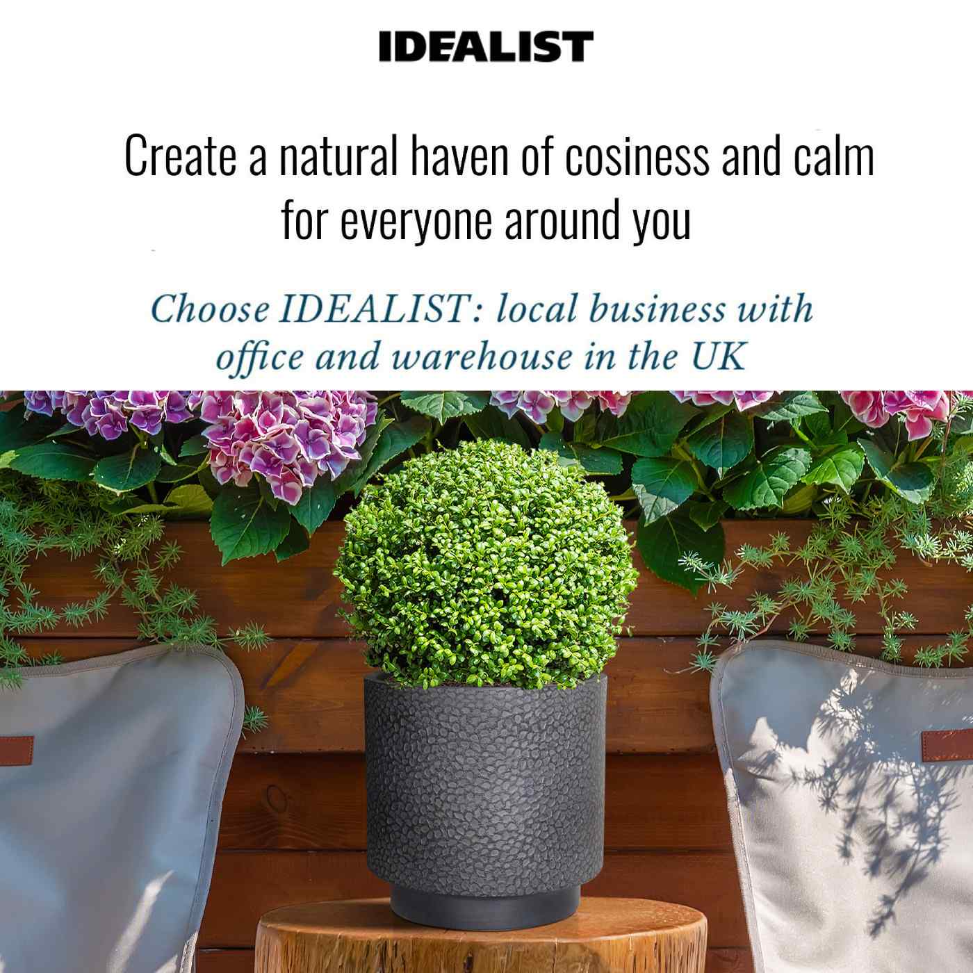 IDEALIST Lite Hammered Stone Cylinder Outdoor Planter