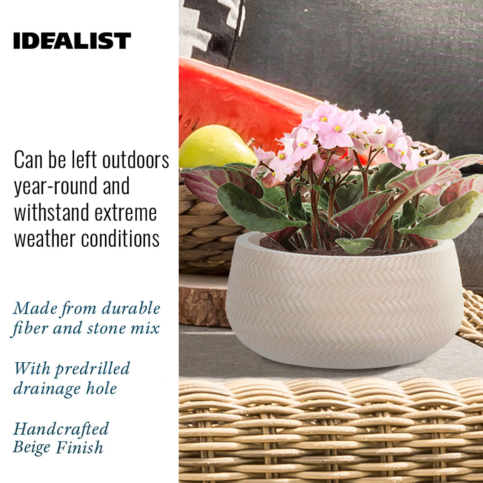 IDEALIST Lite Plaited Style Bowl Outdoor Planter