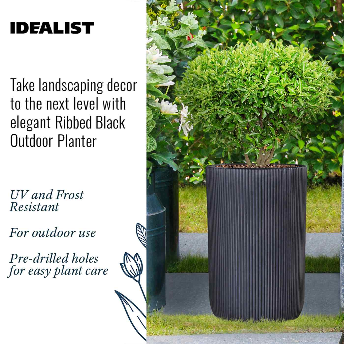 IDEALIST Lite Ribbed Cylinder Outdoor Planter