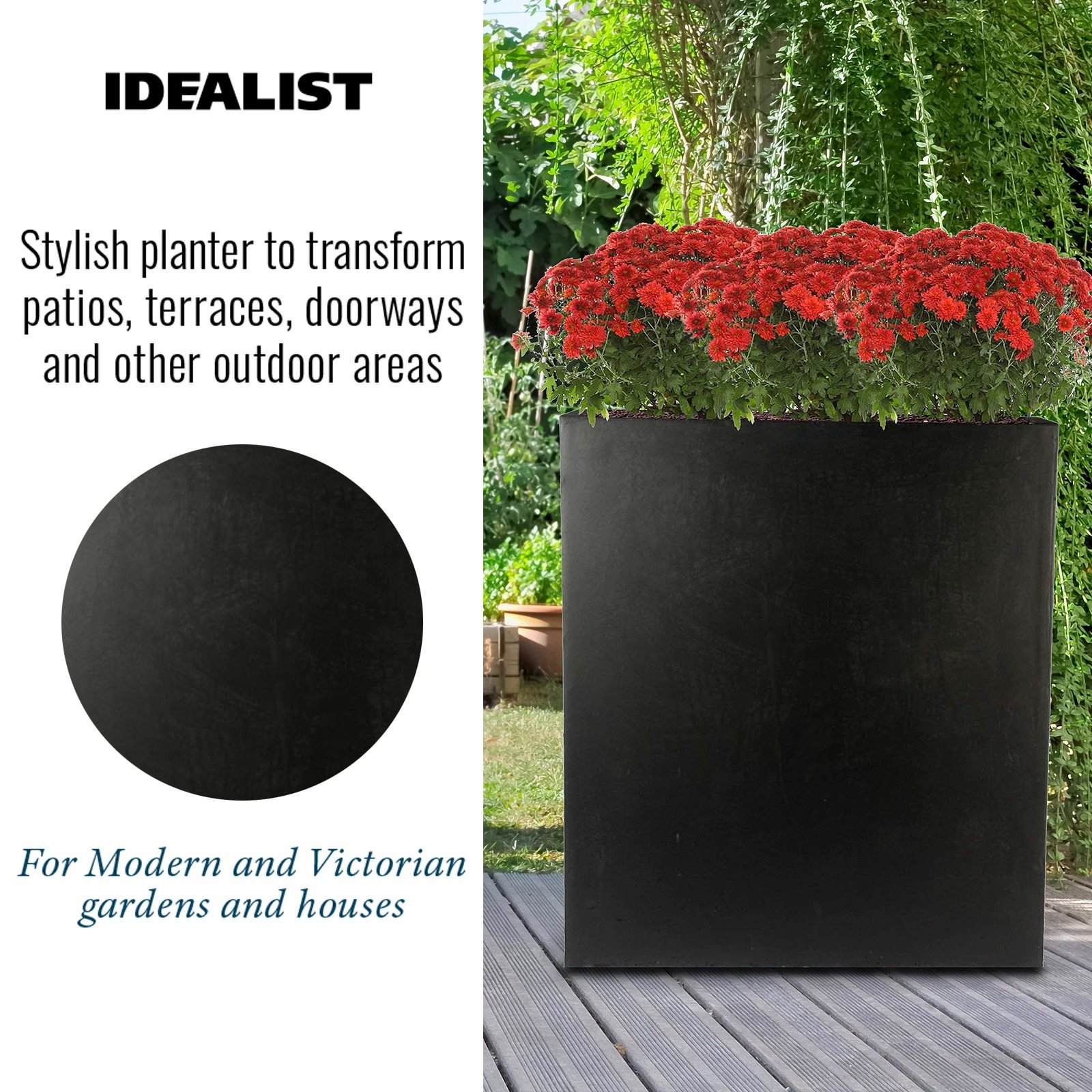 IDEALIST Lite Narrow Contemporary Light Concrete Trough Planter