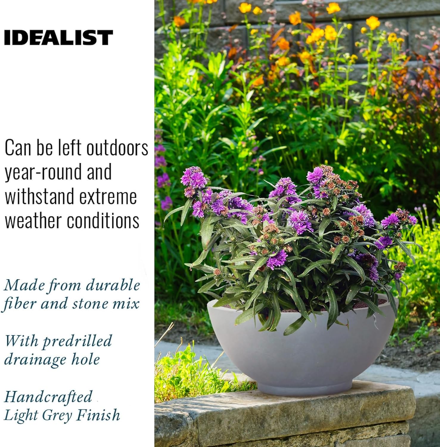 IDEALIST Lite Dish Style Smooth Bowl Outdoor Planter