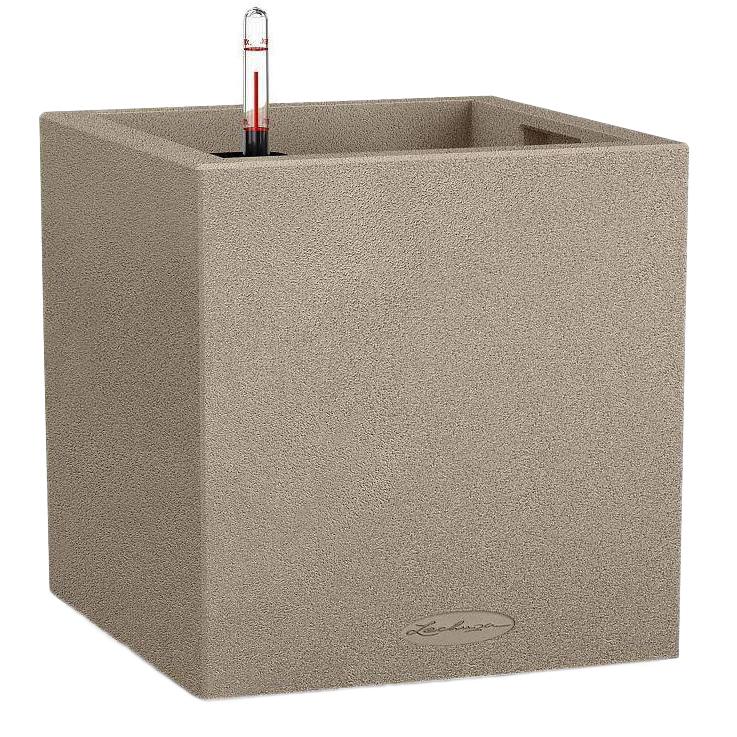 LECHUZA CANTO Stone Low Square Poly Resin Self-watering Planter