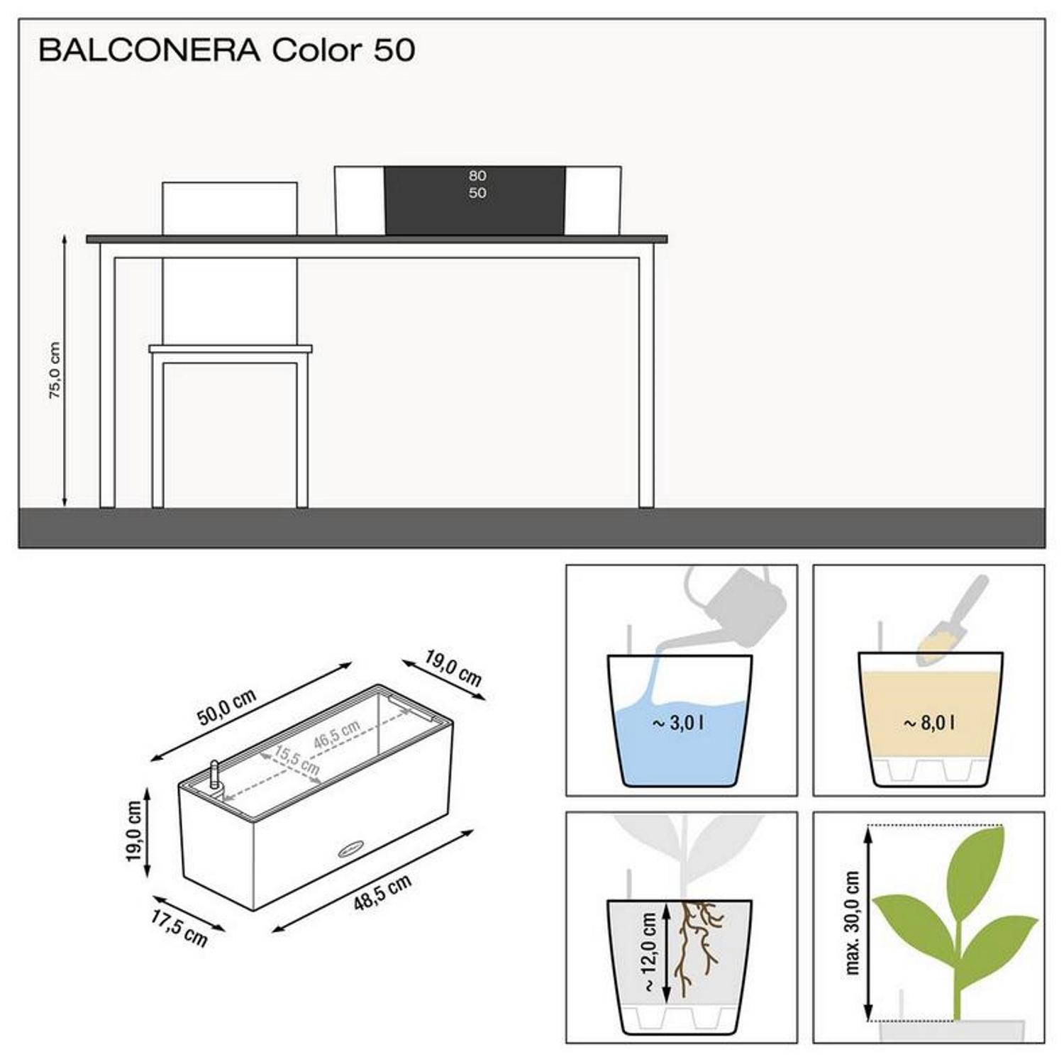 LECHUZA BALCONERA Color Trough Poly Resin Self-watering Planter Set