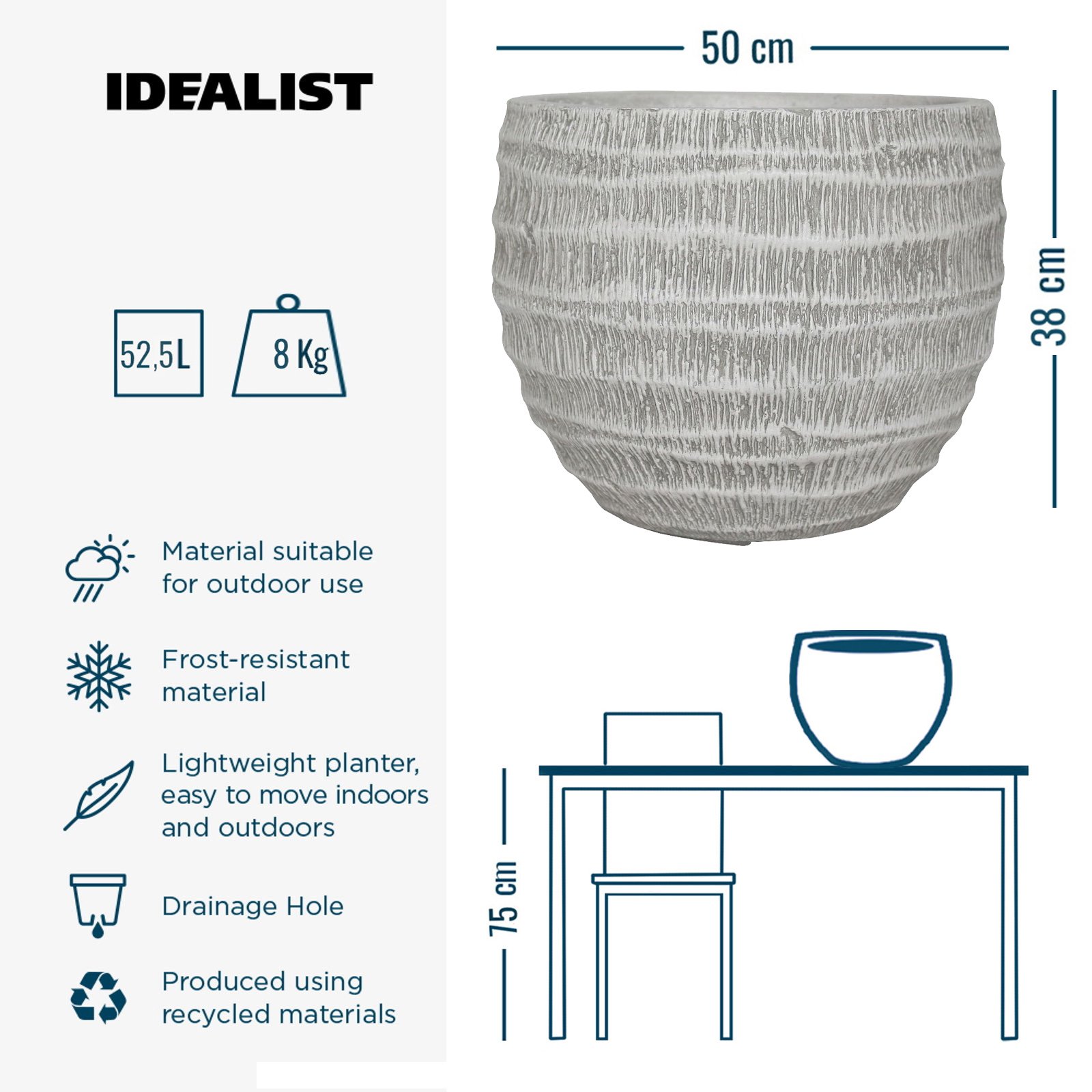IDEALIST Lite Straw Plaited Style Ball Planter
