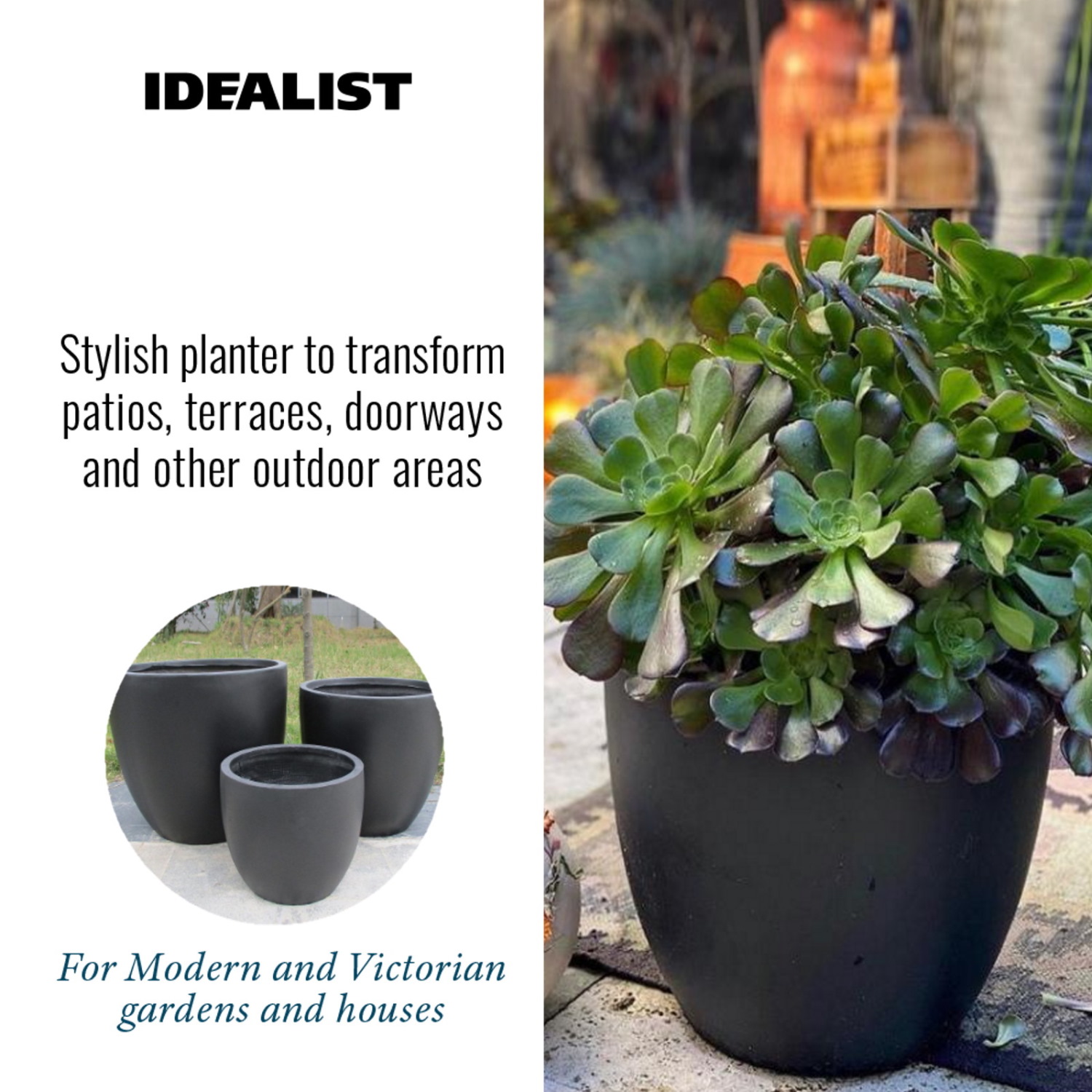 IDEALIST Lite Contemporary Light Concrete Egg Planter