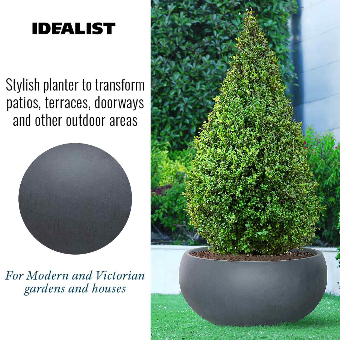 IDEALIST Lite Classic Smooth Bowl Outdoor Planter
