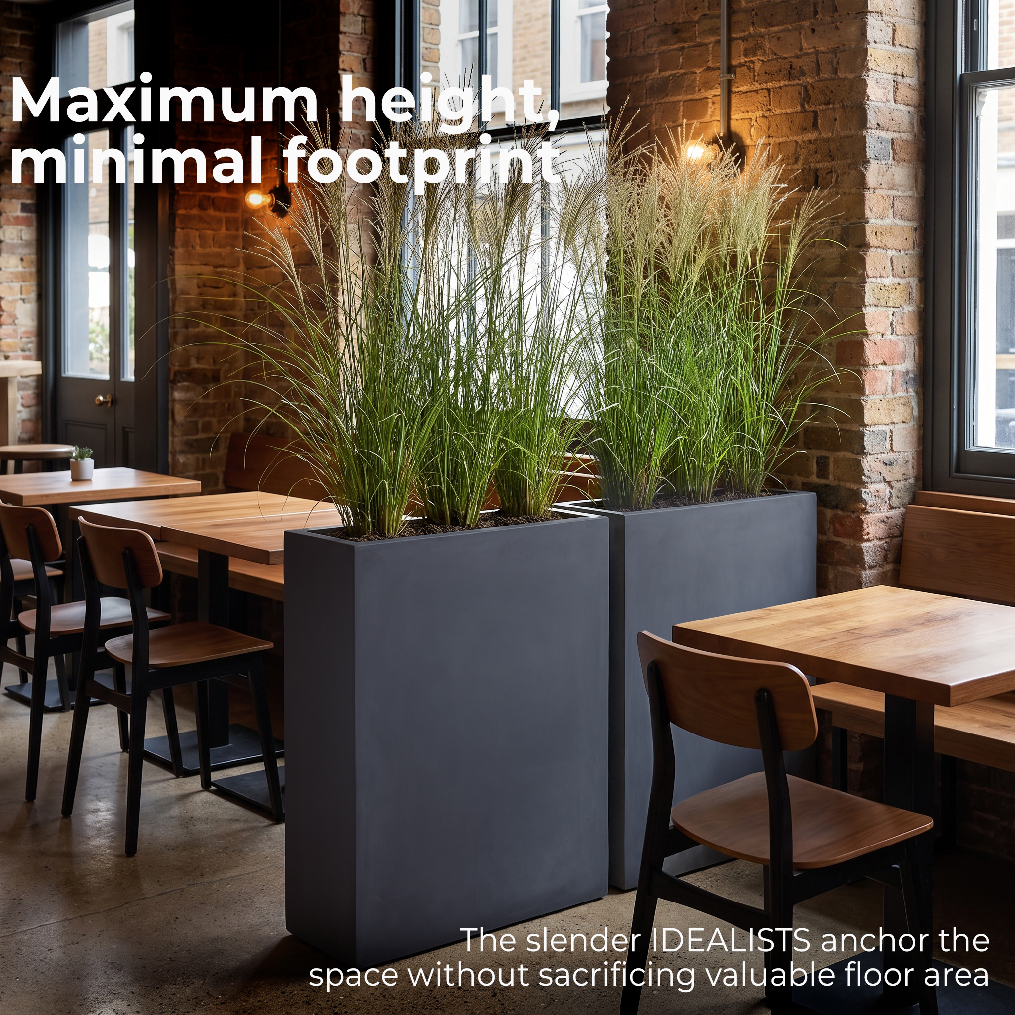 IDEALIST Lite Narrow Contemporary Light Concrete Trough Planter