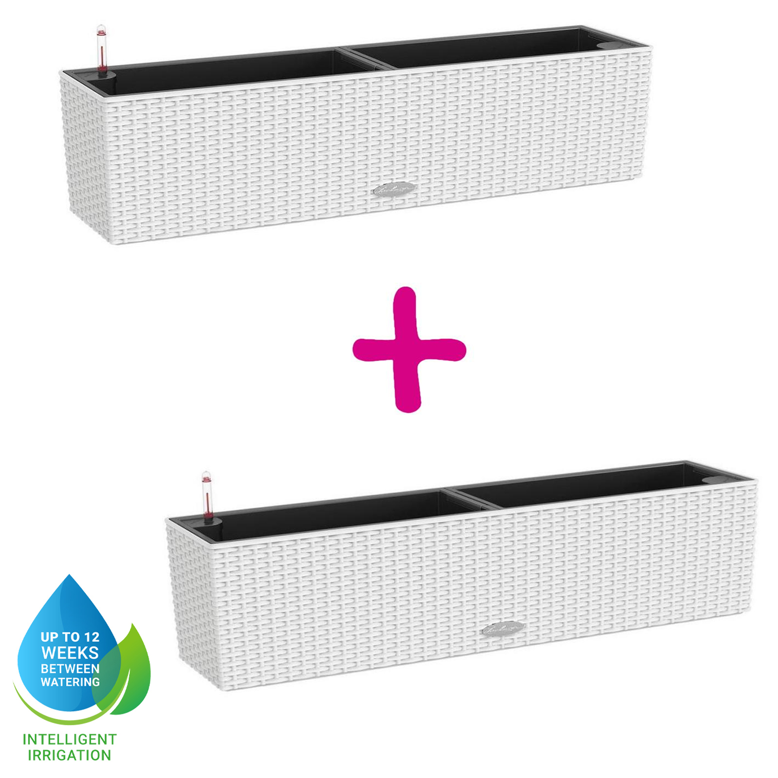 LECHUZA BALCONERA Cottage Trough Poly Resin Self-watering Planter Set