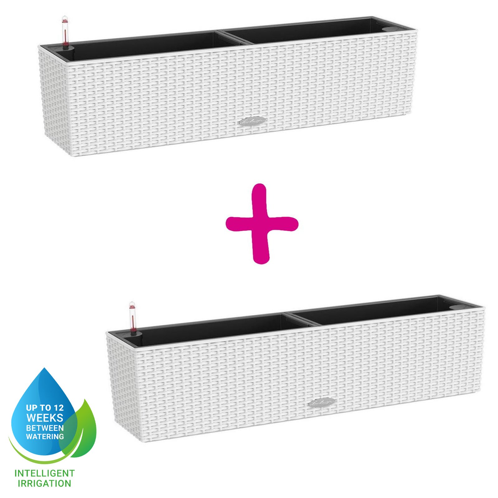 LECHUZA BALCONERA Cottage Trough Poly Resin Self-watering Planter Set