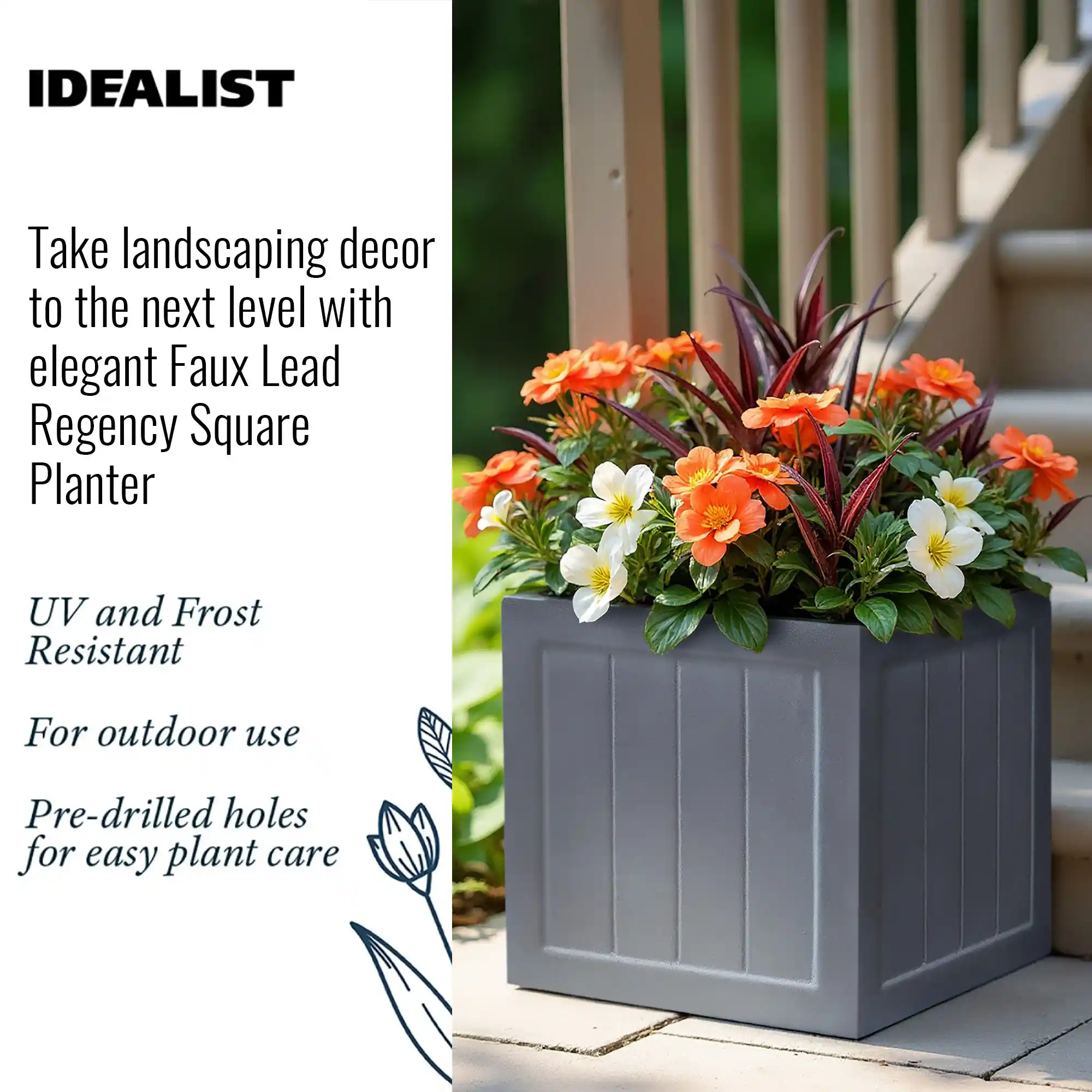 IDEALIST Regency Light Stone Square Garden Planter
