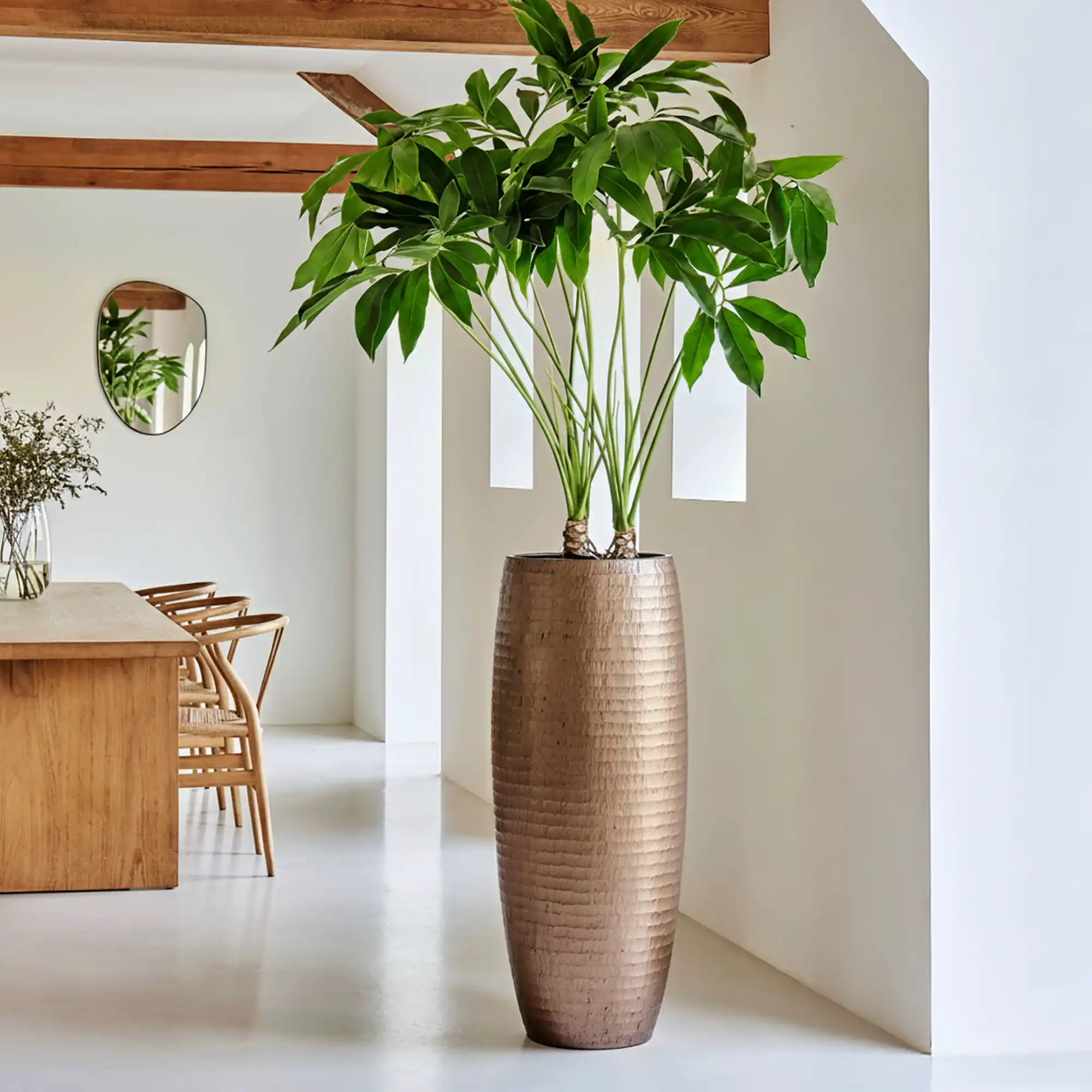 Opus Partner Round Tall Hammered Gold D35 H75 cm Planter (+ liner)