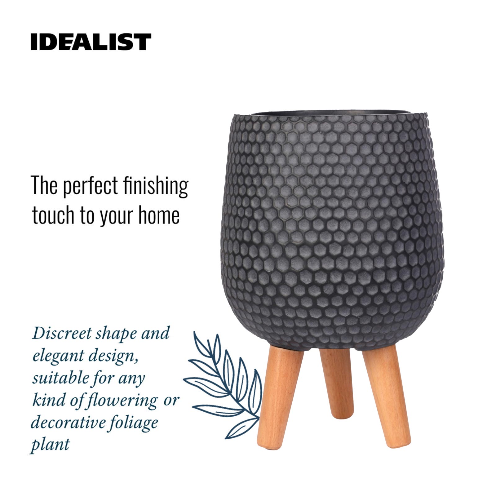 IDEALIST Lite Honeycomb Style Egg Planter on Legs, Round Pot Plant Stand Indoor