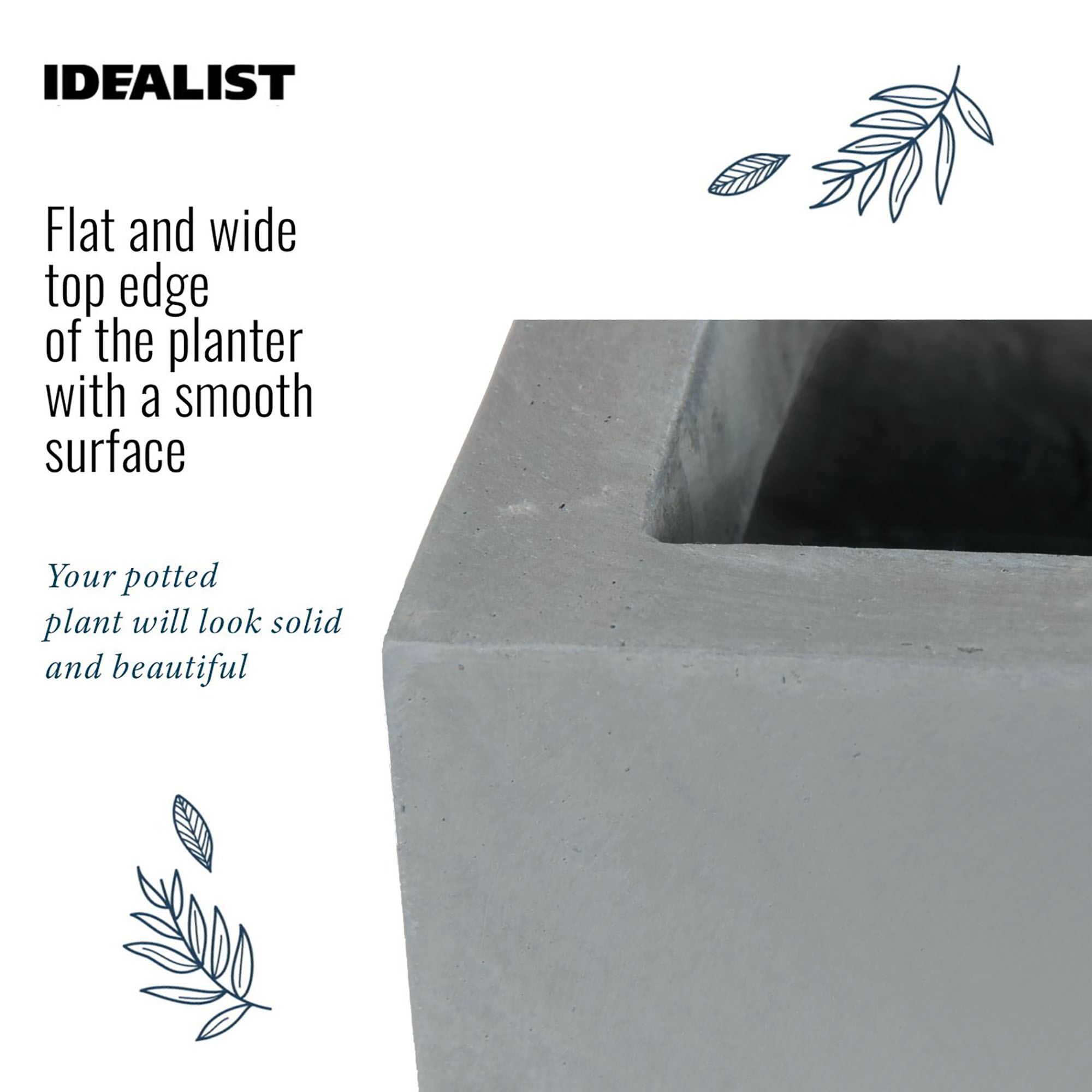 IDEALIST Lite Contemporary Light Concrete Trough Planter Set