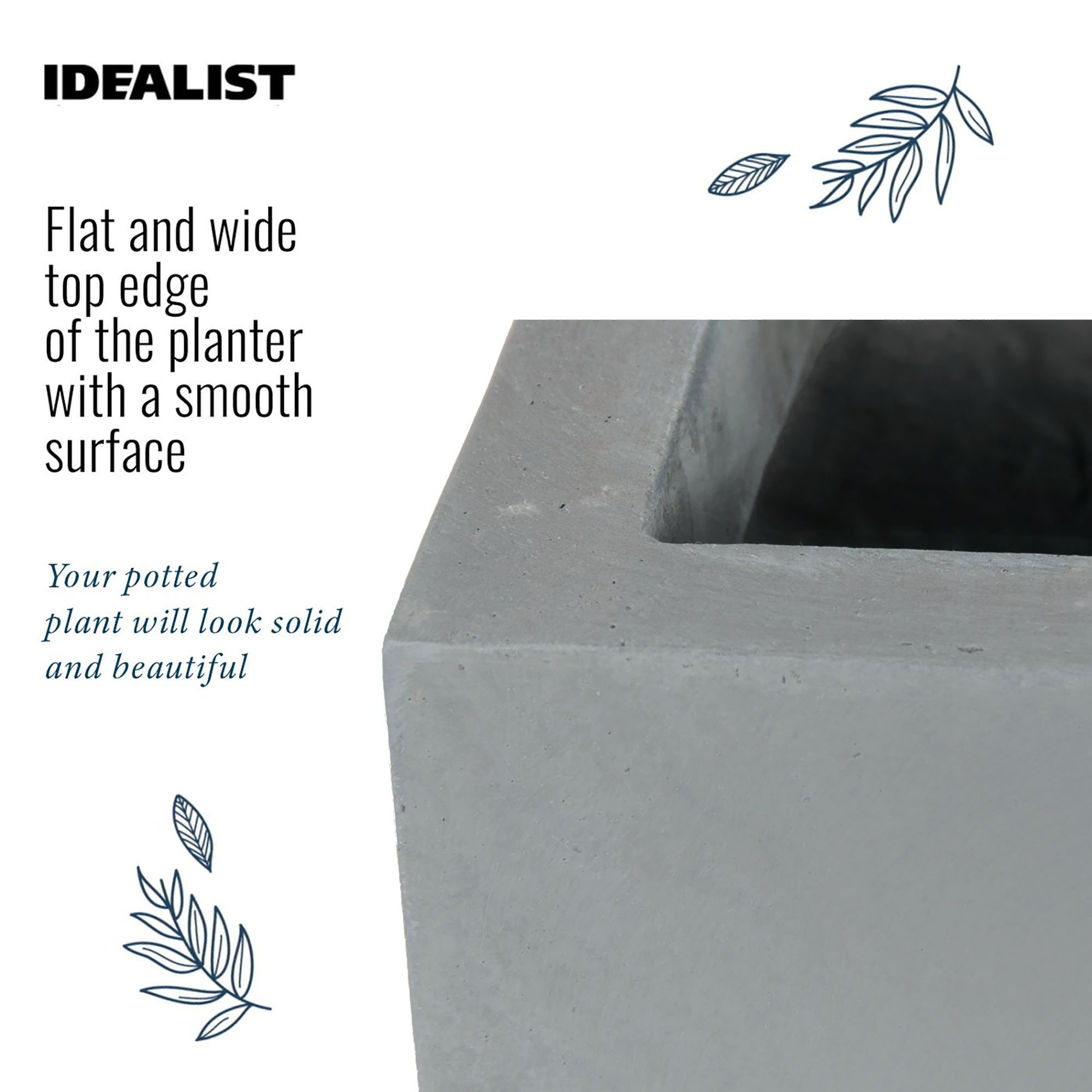 IDEALIST Lite Contemporary Light Concrete Trough Planter Set