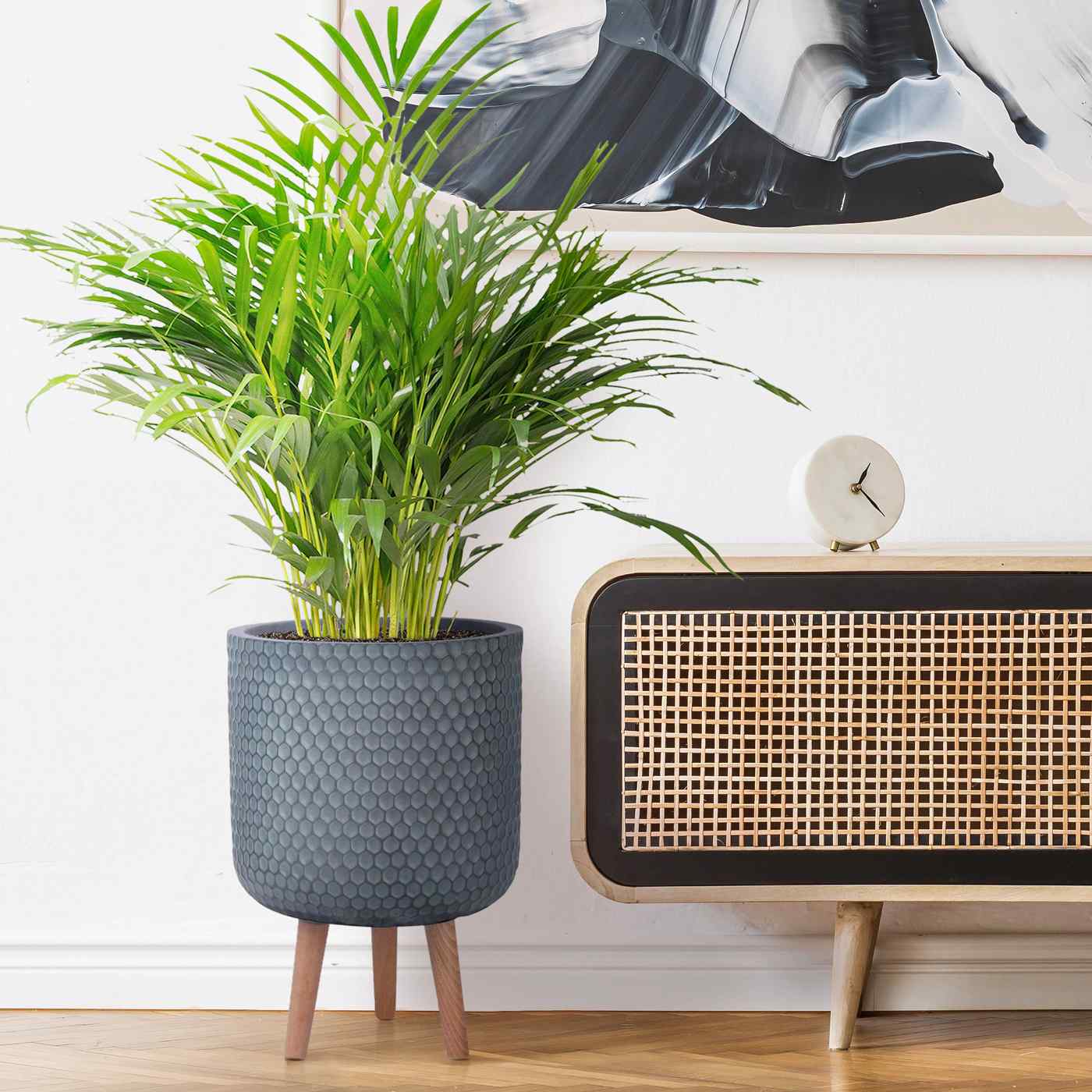 IDEALIST Lite Honeycomb Style Cylinder Planter on Legs, Round Pot Plant Stand Indoor