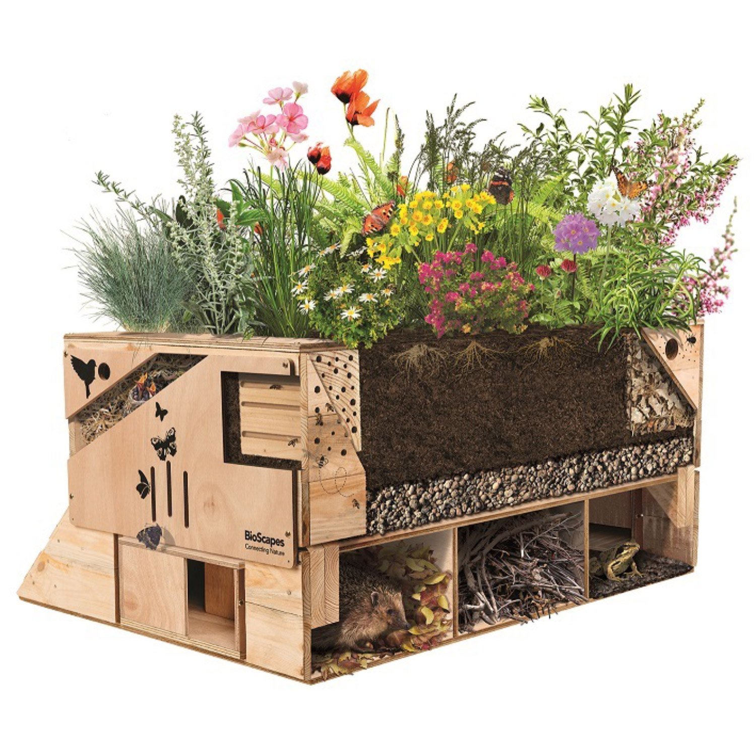 NatureArk 2-in-1 Outdoor Planter and Wildlife House with Topsoil and Reservoir Clay by Bio Scapes