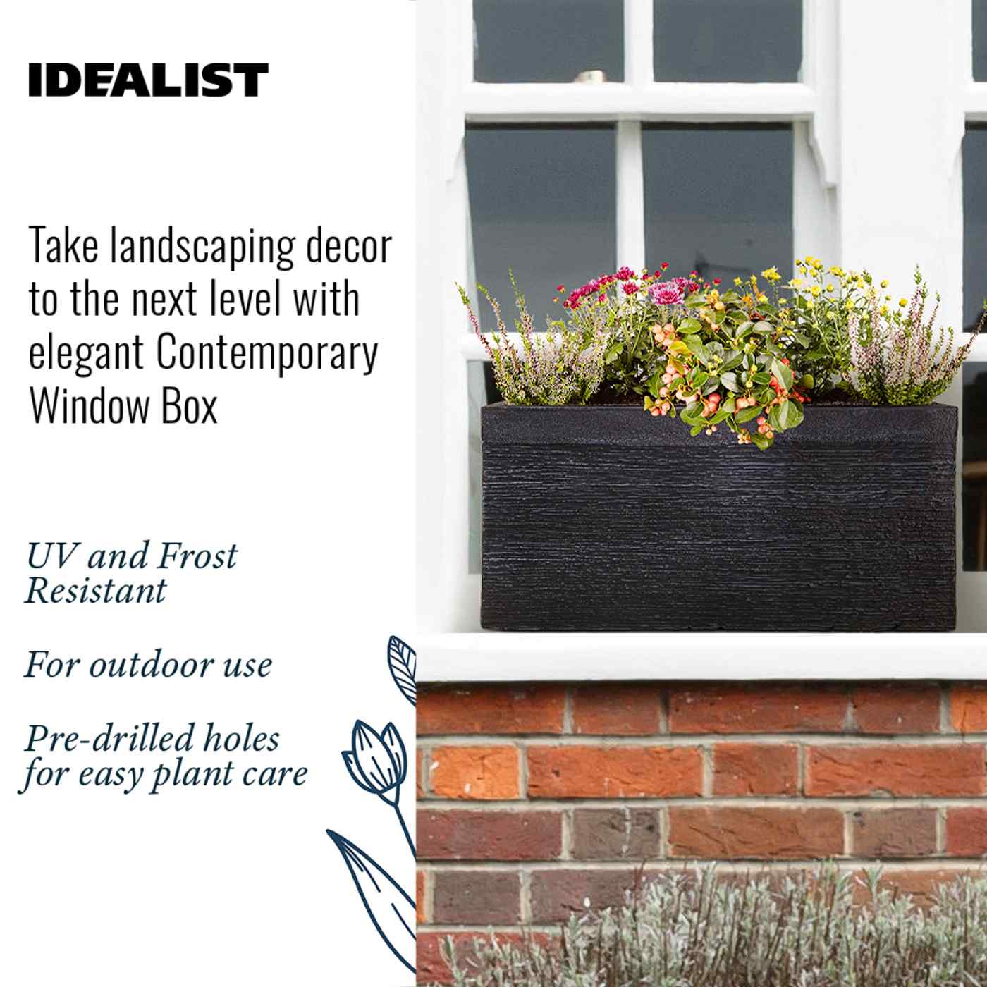 IDEALIST Lite Ribbed Light Concrete Trough Planter