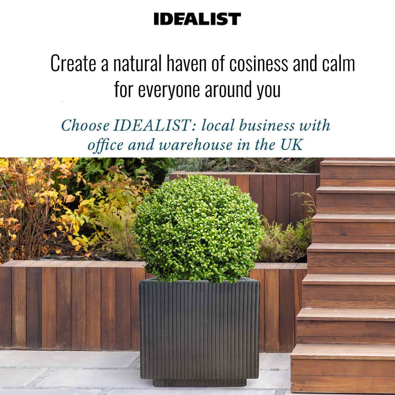 IDEALIST Lite Vertical Ribbed Square Effect Outdoor Planter