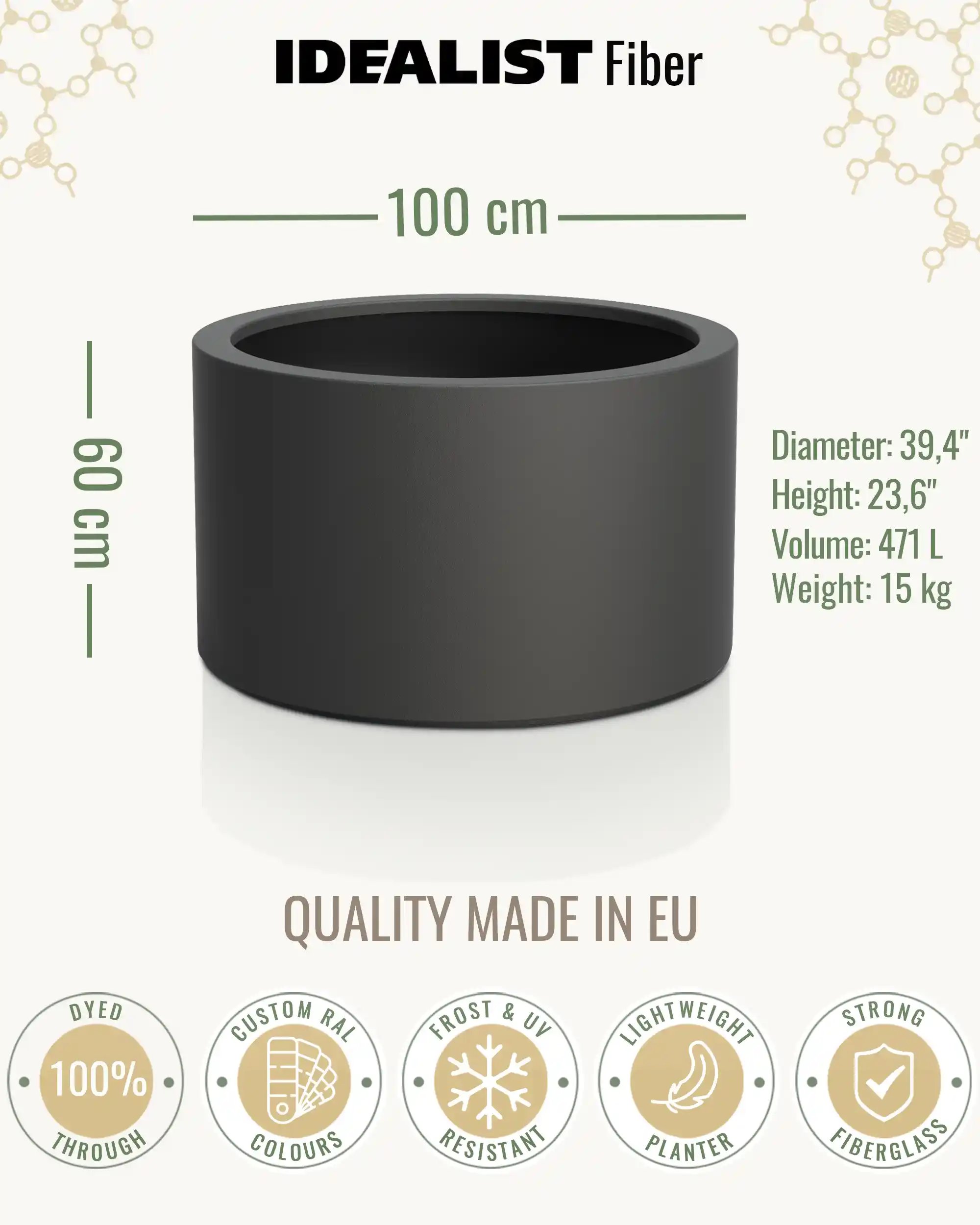 RING Round Outdoor Fiberglass Planter
