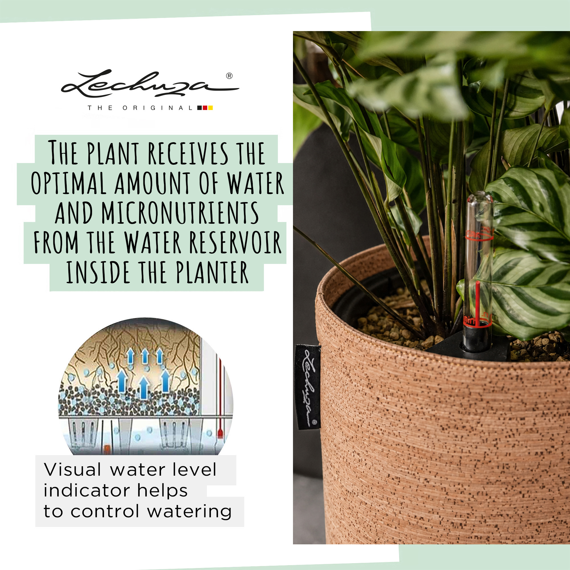 LECHUZA TRENDCOVER Round Self-watering Planter