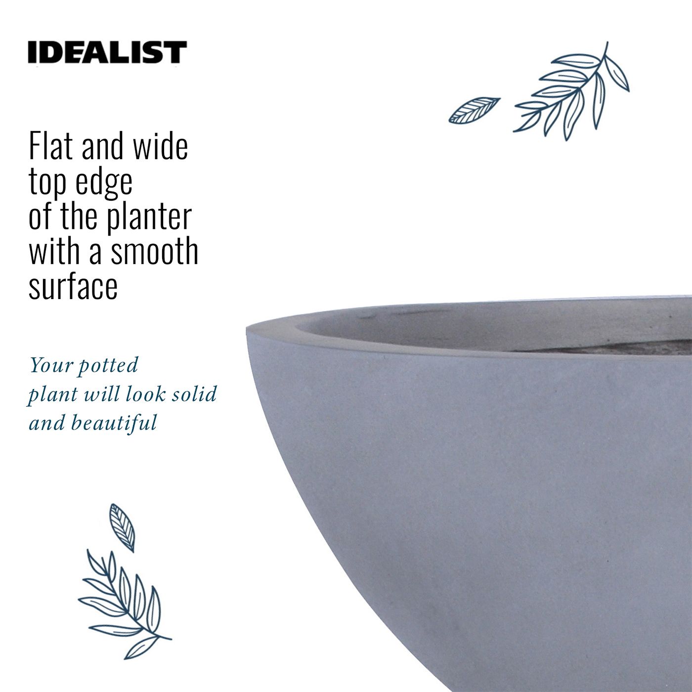 IDEALIST Lite Dish Style Smooth Bowl Outdoor Planter
