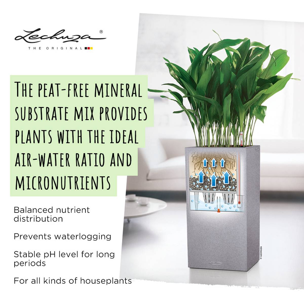 LECHUZA PON Peat-Free Houseplant Potting Mix for Indoor Plants Potting Compost for Plants Indoors