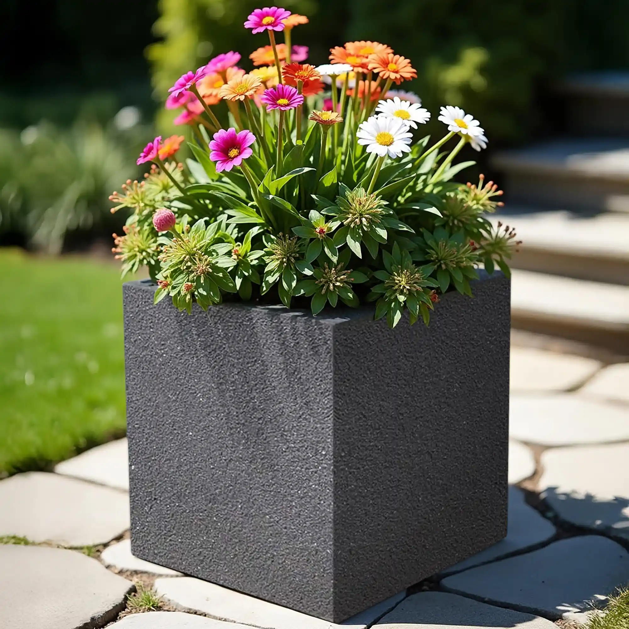 IDEALIST Lite Textured Concrete Effect Square Outdoor Planter