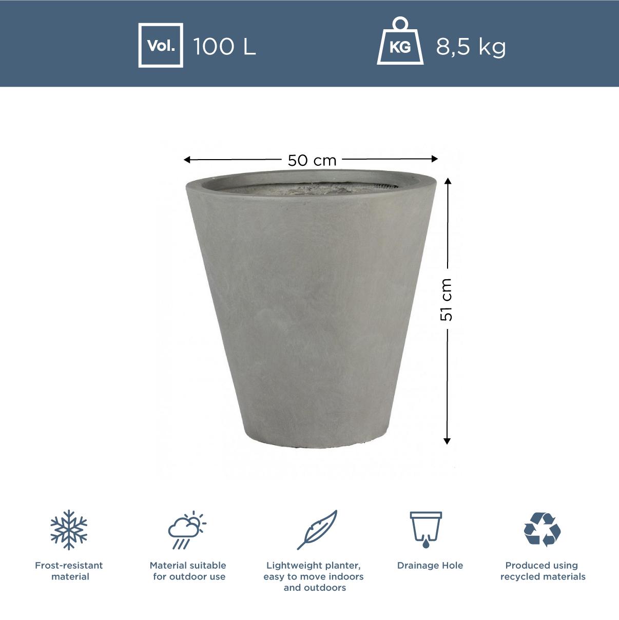 IDEALIST Lite Round Contemporary Light Concrete Planter
